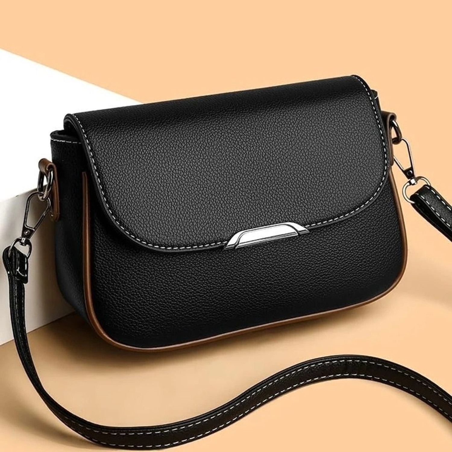 Image of MAJESTIC CRAFTING Women Black Messenger Bag