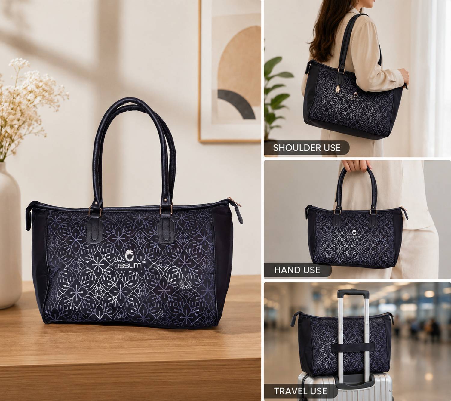 【美品】OMMO PREMIUM QUILTING MA-1 BLACK38 Buy OSSUM Men & Women Black Handbag Black Online @ Best Price in