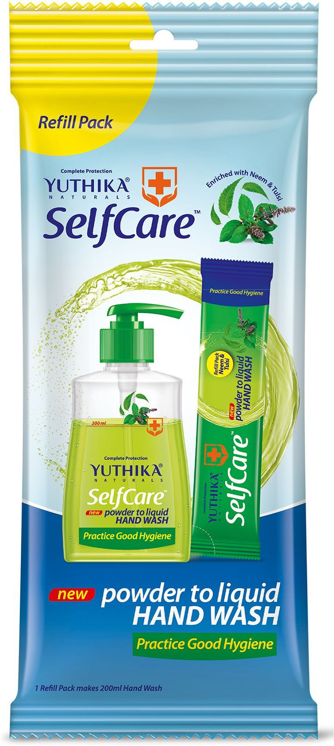 Image of Yuthika Selfcare Powder to Liquid Hand Wash Combo Neem - Bottle + 1 Sachet of 9gm Each Hand Wash Box