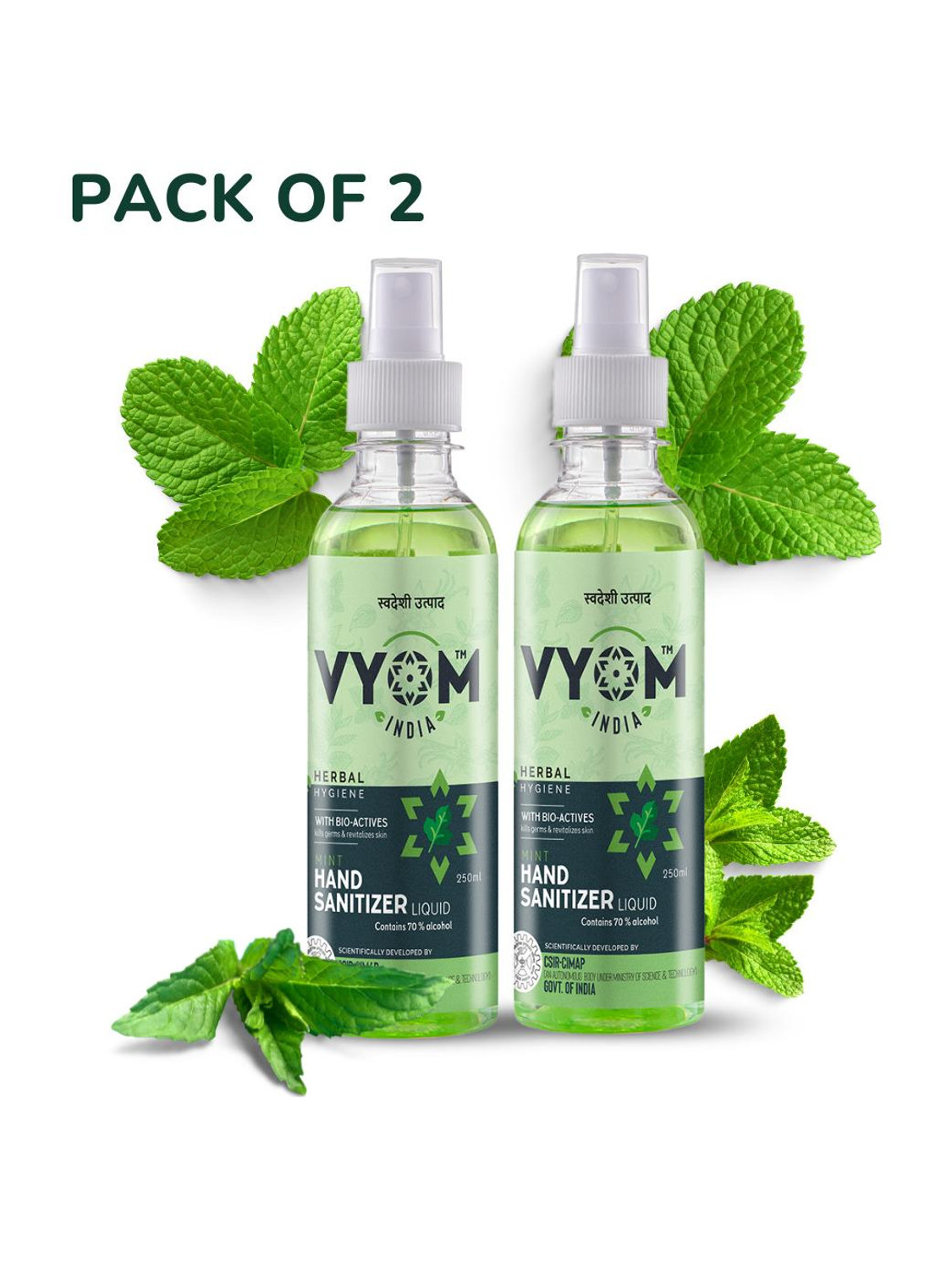 Image of VYOM INDIA HerbalHygieneMintLiquidSanitizerSprayBottle Hand Sanitizer Bottle