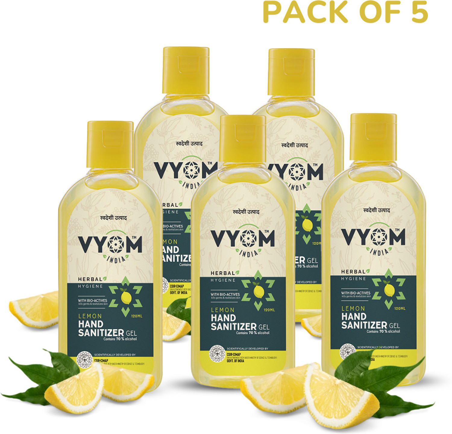 Image of VYOM INDIA HerbalHygieneLemonGel Hand Sanitizer Bottle