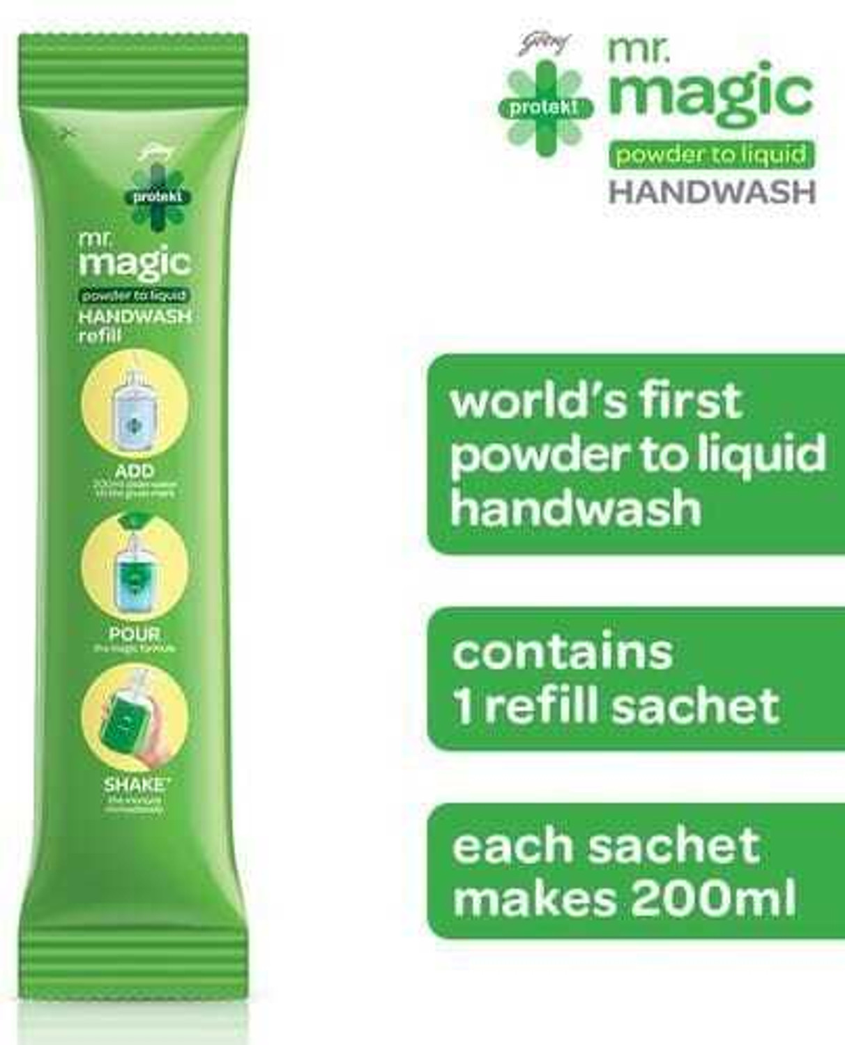 Image of Godrej Magic Read to Mix HANDWASH | 10 Refills | Per Refill Makes 200ml Hand Wash Pouch