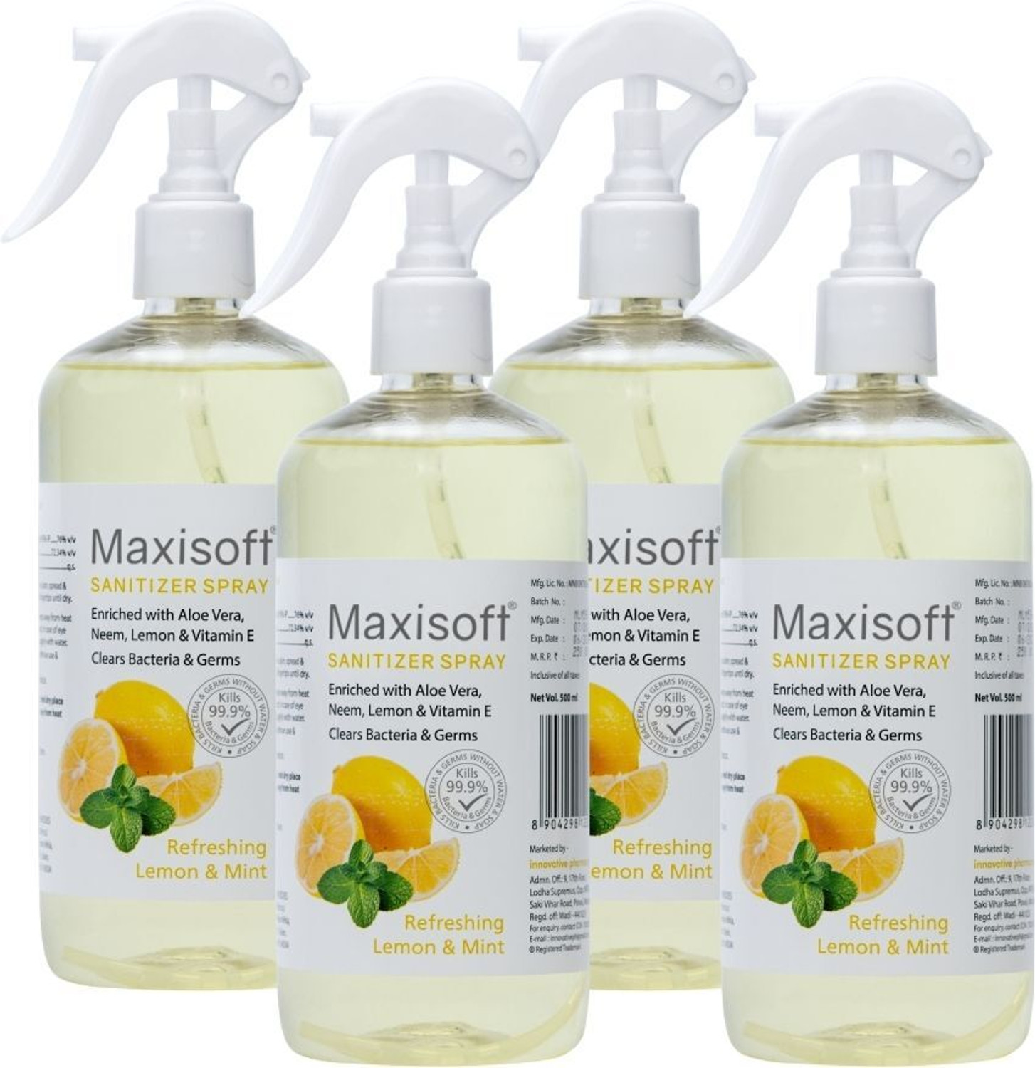 Image of Maxisoft Spray Lemon & Mint | Instant Germ Kill & Daily Hygiene Protection Hand Sanitizer Bottle