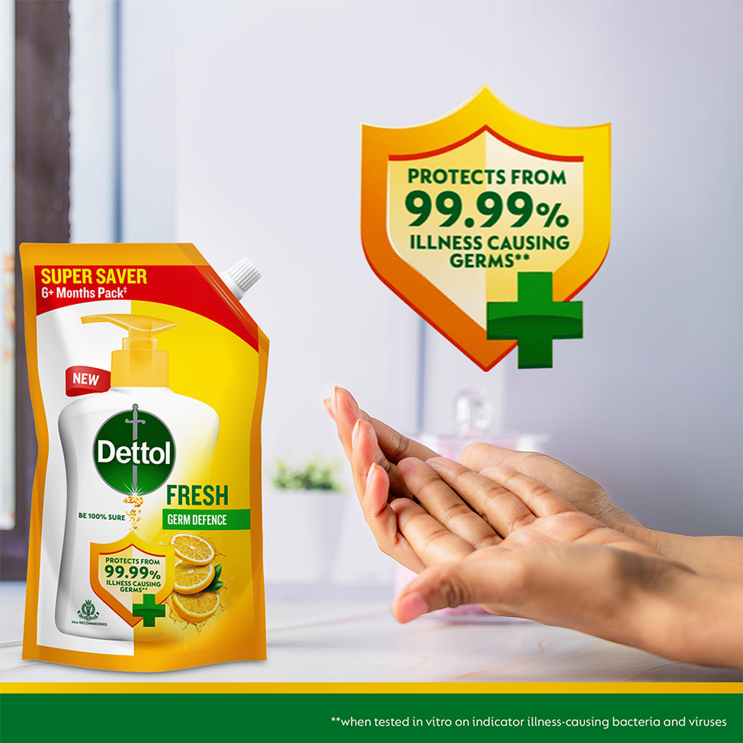 Image of Dettol Fresh , liquid for bottle, Pouch, no powder, 10X Germ Protection, soap Hand Wash Refill Pouch