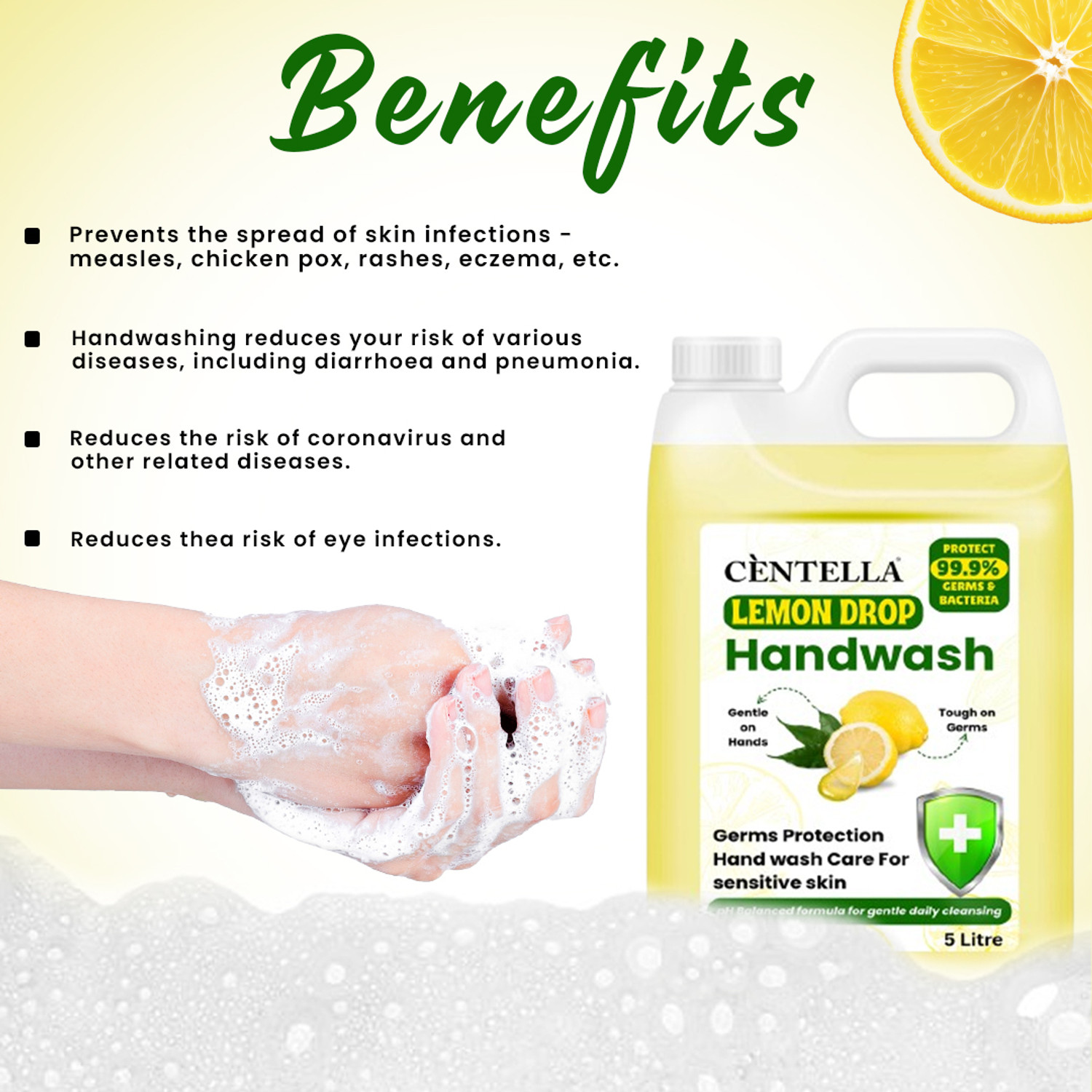 Image of CENTELLA Handwash | Refreshing Lemon Handwash | Soft On Hands | Handwash Refill | Hand Wash Can