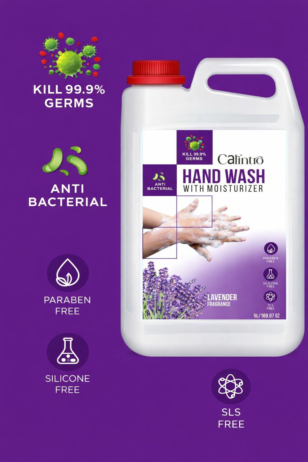 Image of Calintro Lavender Shield MaxClean Deep Hydration Hand Wash 5L Hand Wash Can