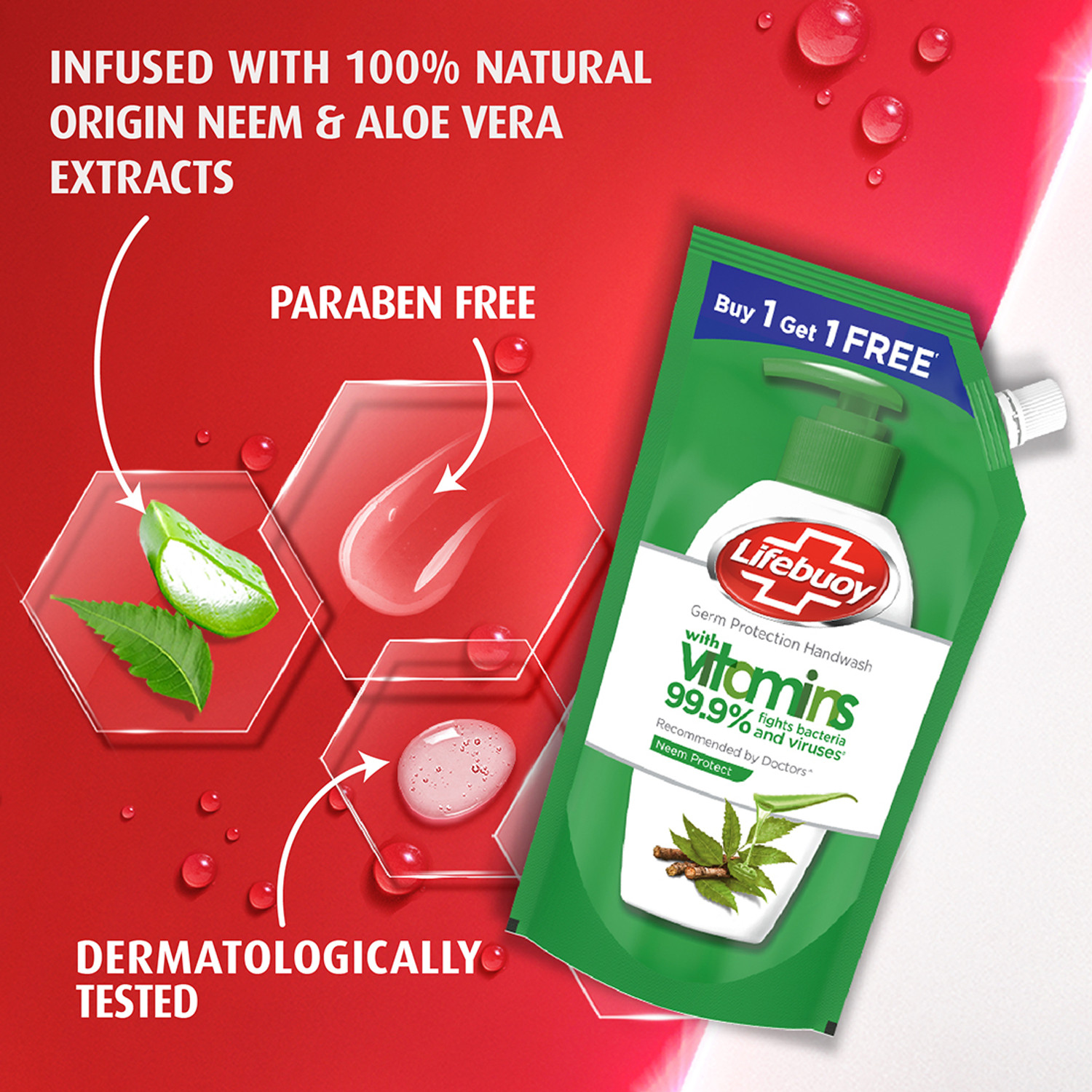Image of LIFEBUOY Nature Germ Protection Green Tea Liquid Handwash Refill Hand Wash Pouch