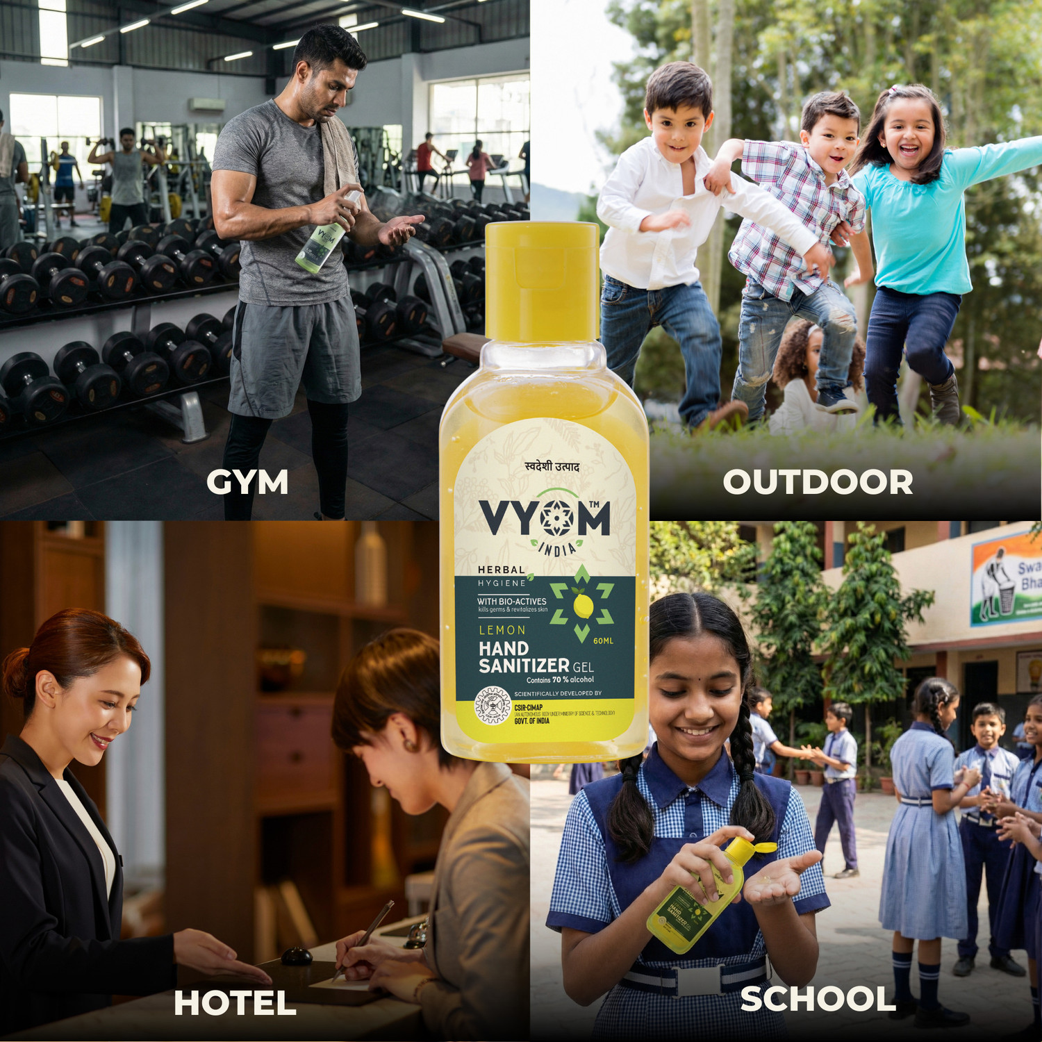 Image of VYOM INDIA HerbalHygieneLemonGelHandSanitizerBottle Hand Sanitizer Bottle