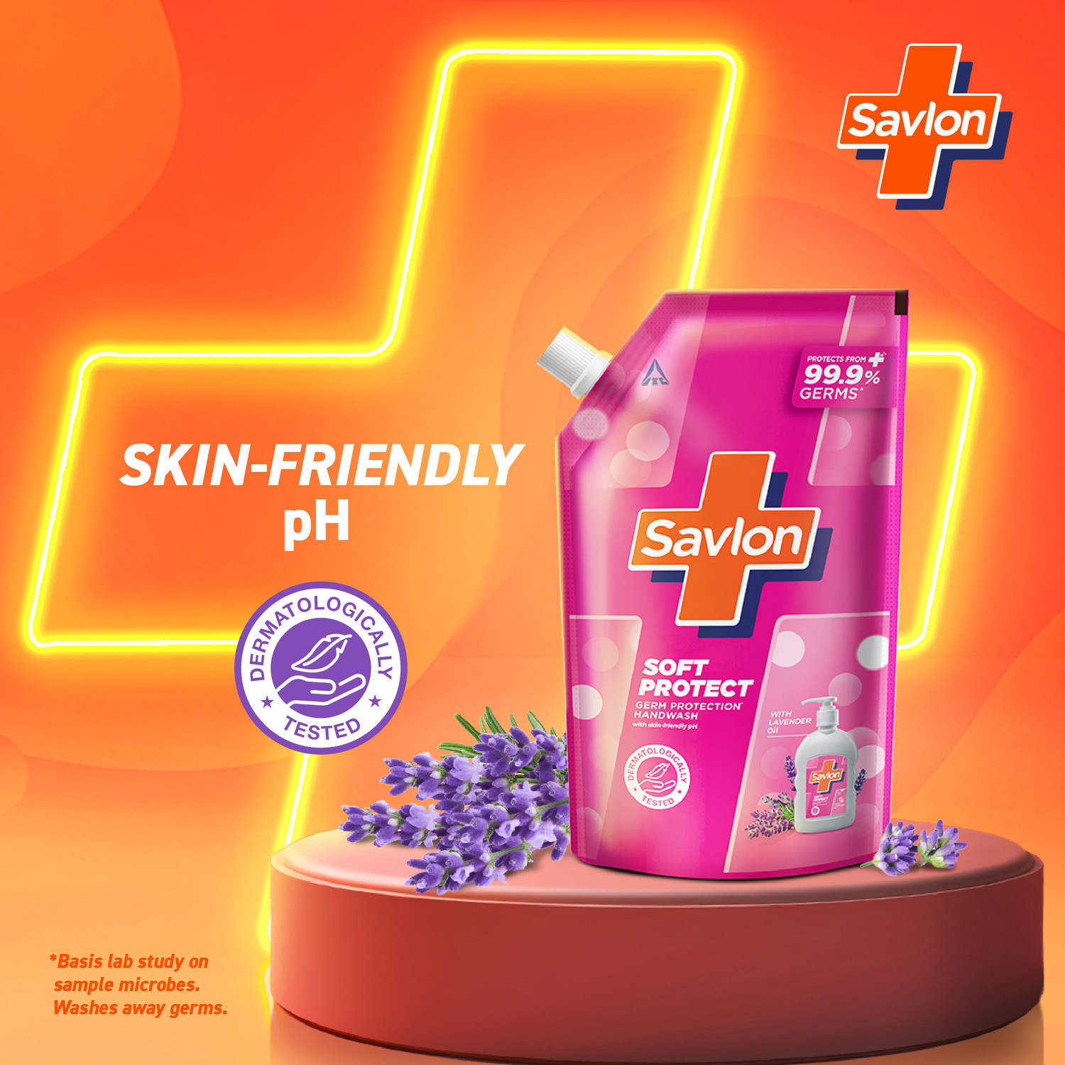 Image of Savlon Soft Protect Hand Wash with Lavender Oil , Skin Friendly pH,Refill Hand Wash Pouch