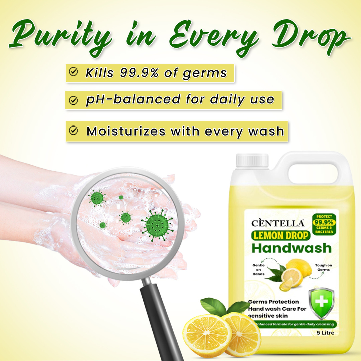 Image of CENTELLA Handwash | Refreshing Lemon Handwash | Soft On Hands | Handwash Refill | Hand Wash Can