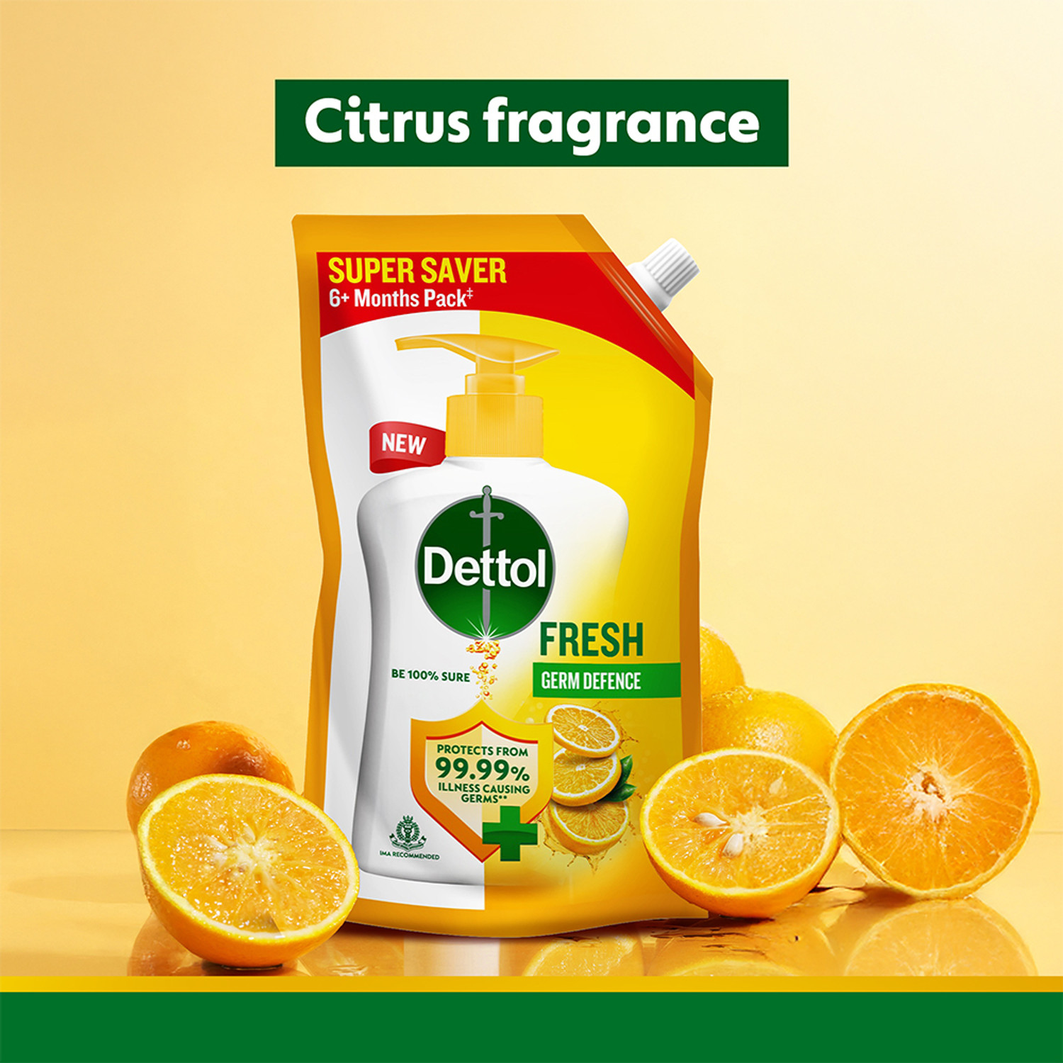 Image of Dettol Fresh , liquid for bottle, Pouch, no powder, 10X Germ Protection, soap Hand Wash Refill Pouch
