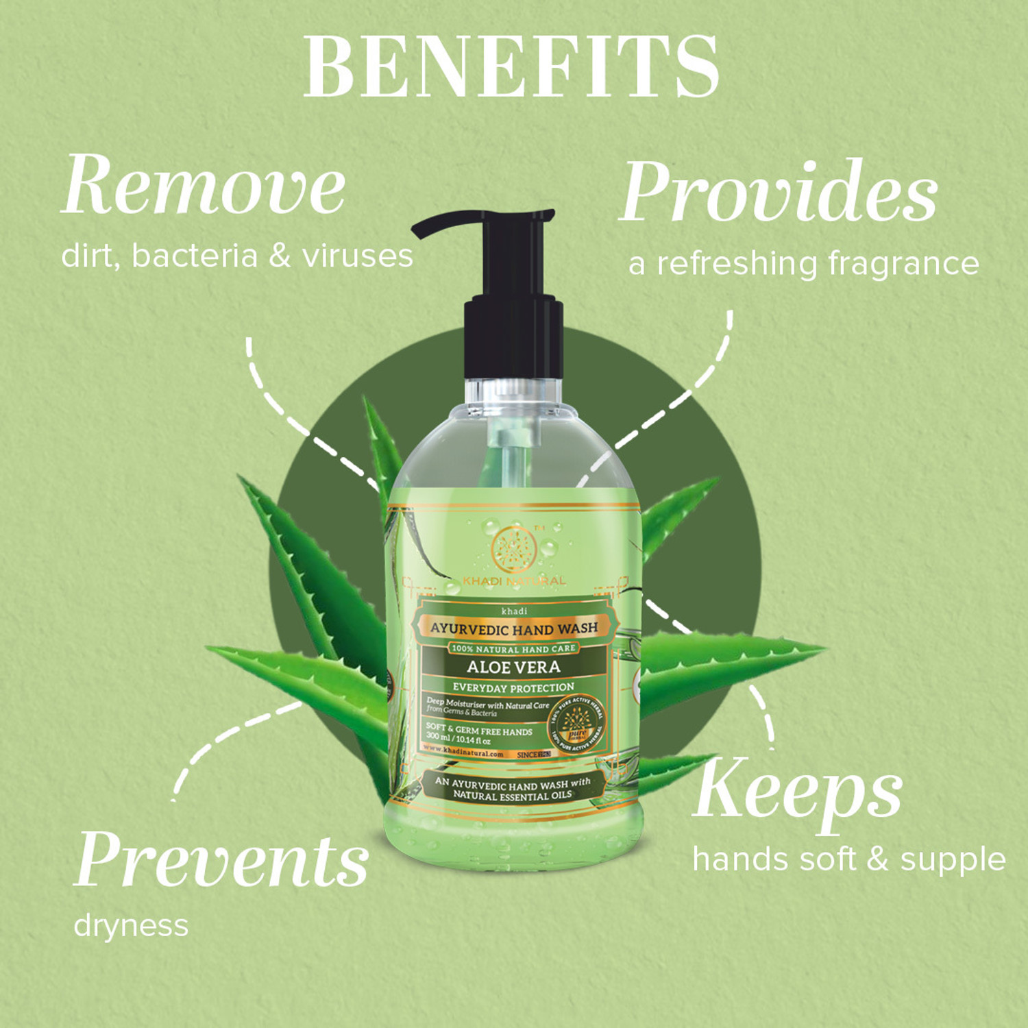 Image of KHADI NATURAL Everyday Protection AloeVera Hand Wash Bottle + Dispenser
