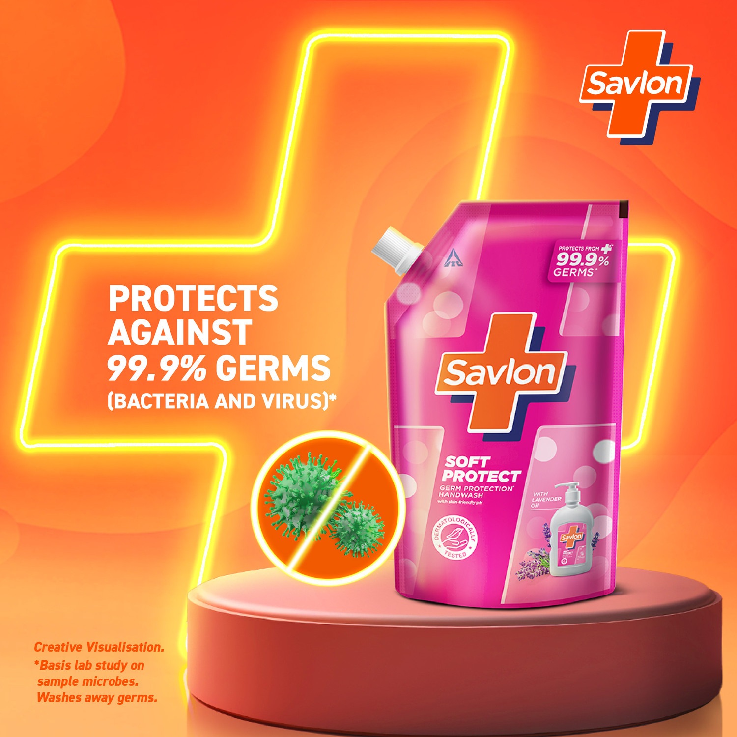 Image of Savlon Soft Protect Hand Wash with Lavender Oil , Skin Friendly pH,Refill Hand Wash Pouch