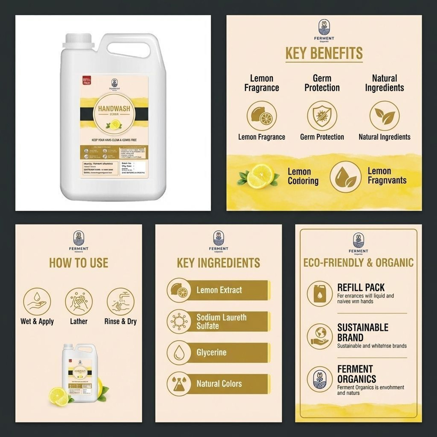 Image of FERMENT ORGANICS Mysterious Lemon Fresh Hand Wash Hand Wash Can (5 L) Hand Wash Can