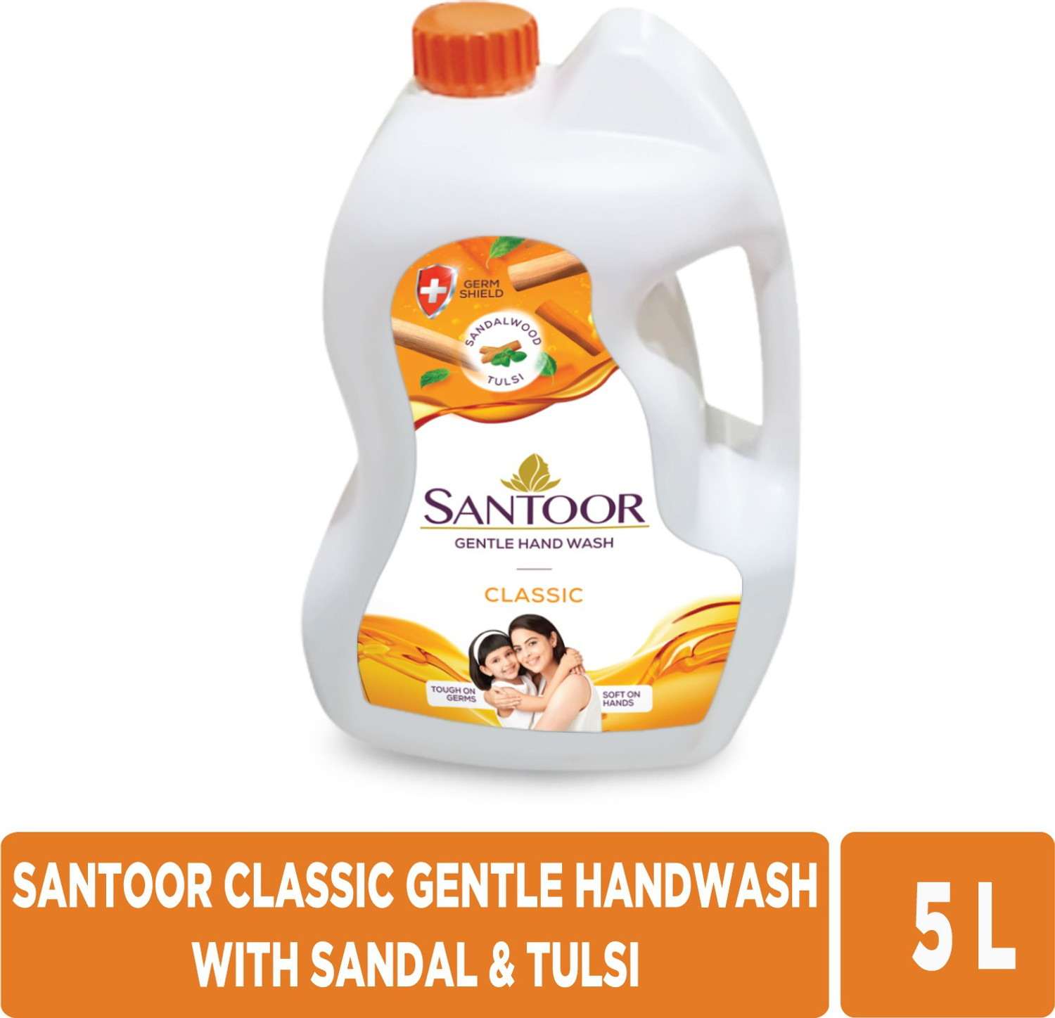 Image of Santoor Classic Gentle with Goodness of Sandalwood & Tulsi Hand Wash Bottle
