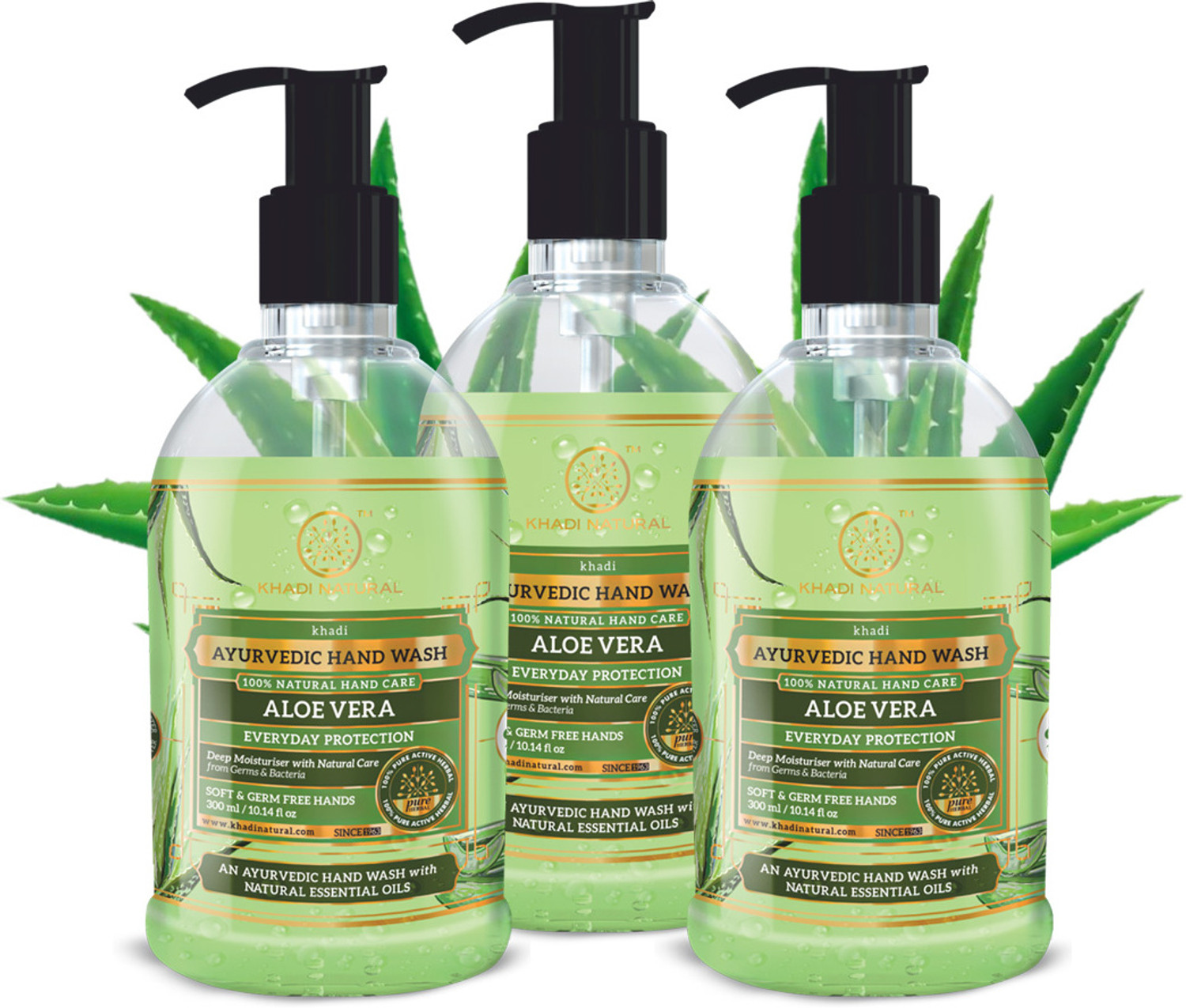 Image of KHADI NATURAL Everyday Protection AloeVera Hand Wash Bottle + Dispenser
