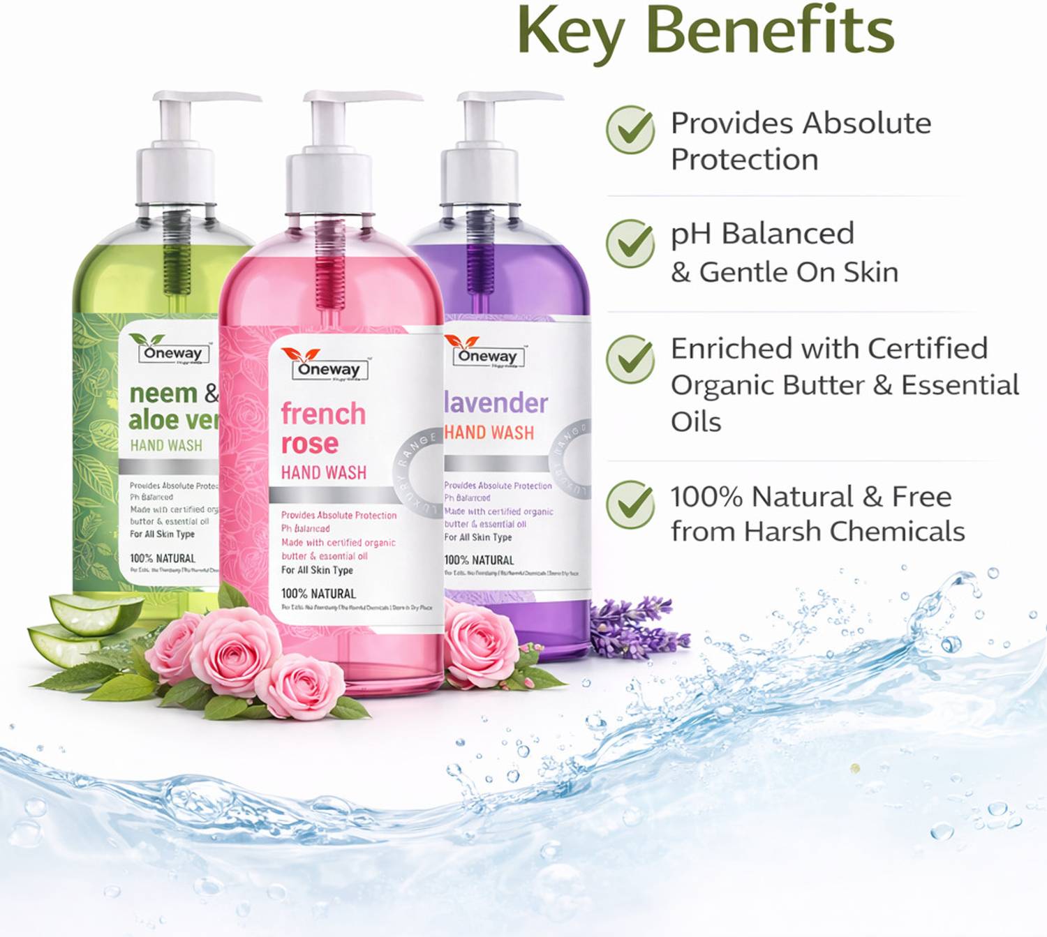 Oneway Happiness Liquid Hand Wash Combo Pack of 3 - Image 2