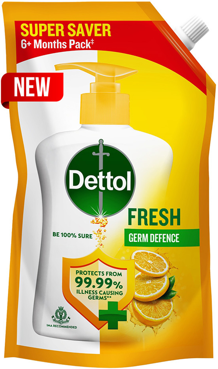Image of Dettol Fresh , liquid for bottle, Pouch, no powder, 10X Germ Protection, soap Hand Wash Refill Pouch