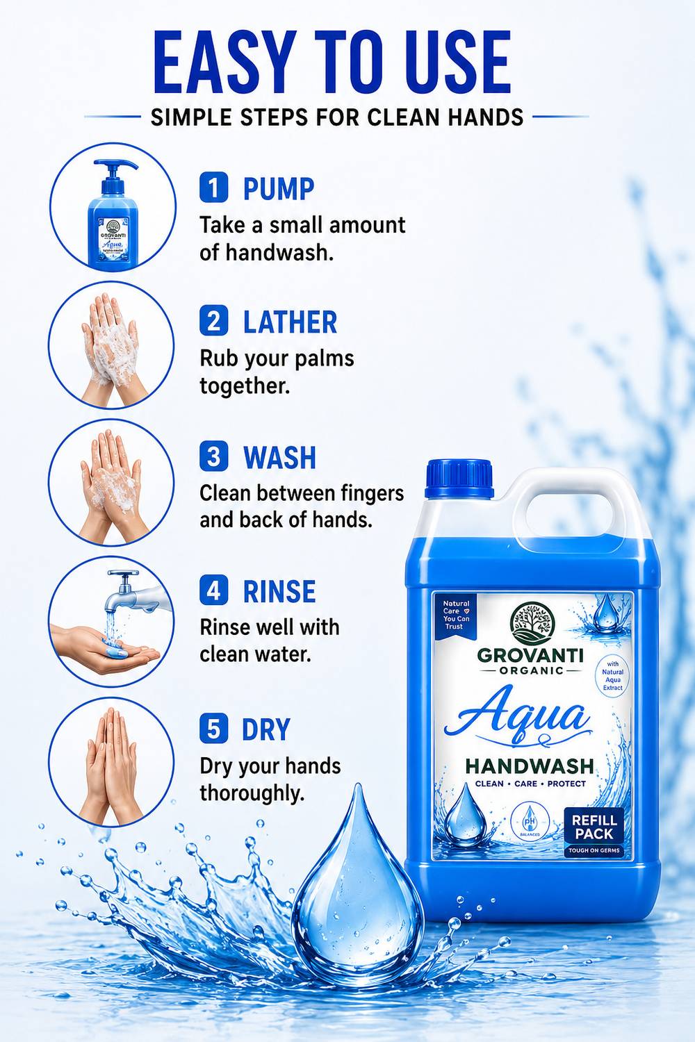 GROVANTI ORGANIC Handwash Liquid 5L - Image 3