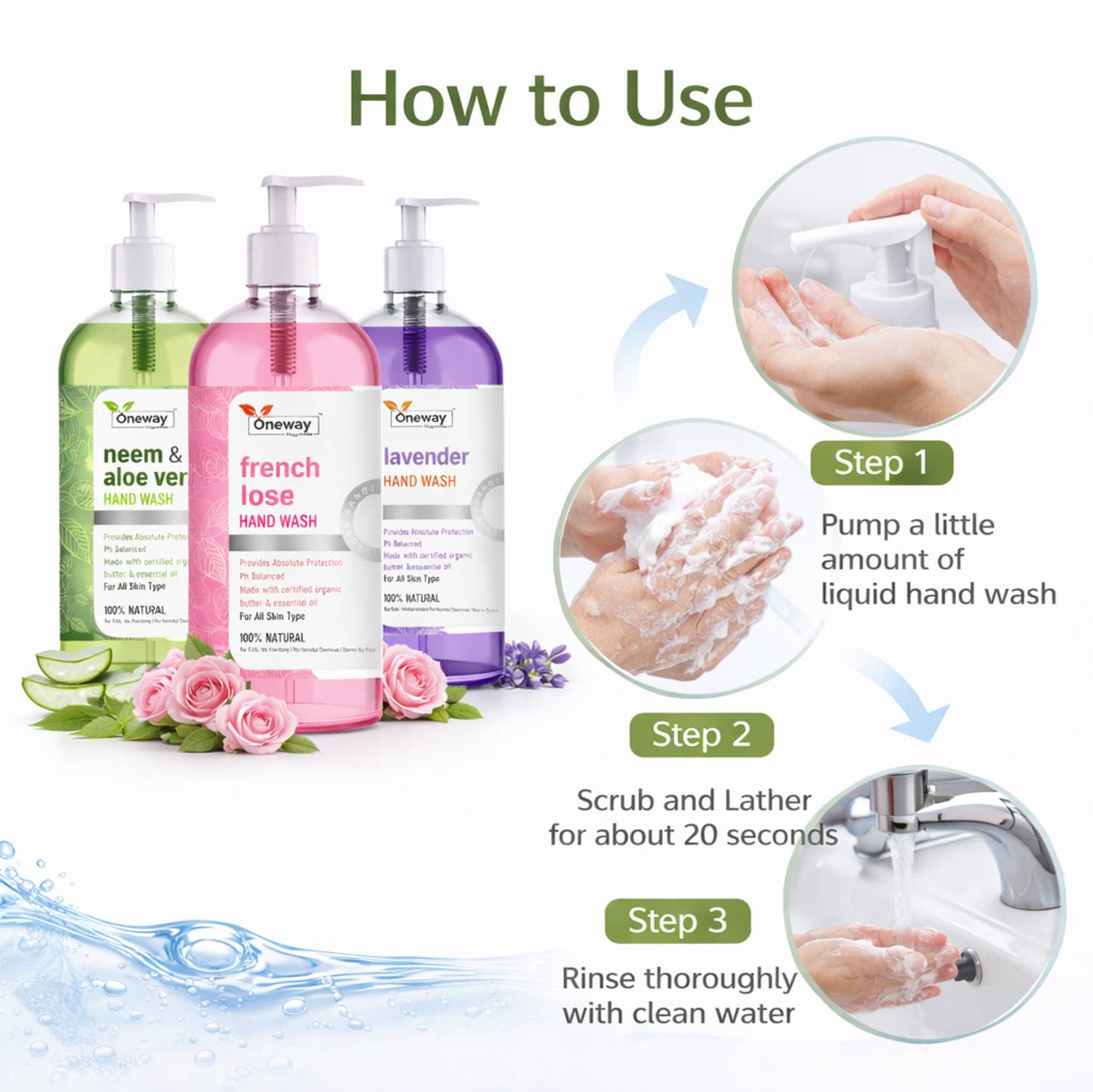 Oneway Happiness Liquid Hand Wash Combo Pack of 3 - Image 4