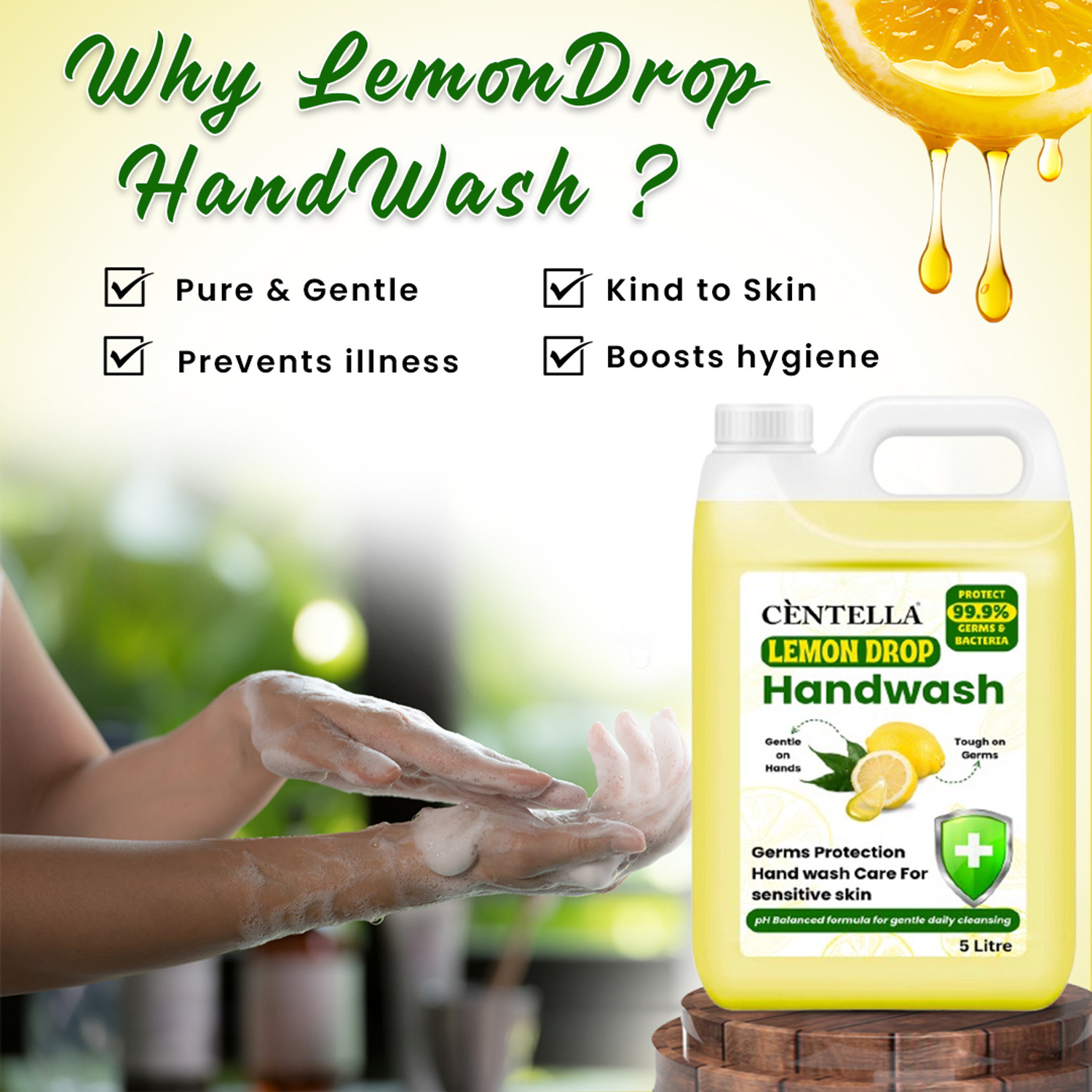 Image of CENTELLA Handwash | Refreshing Lemon Handwash | Soft On Hands | Handwash Refill | Hand Wash Can