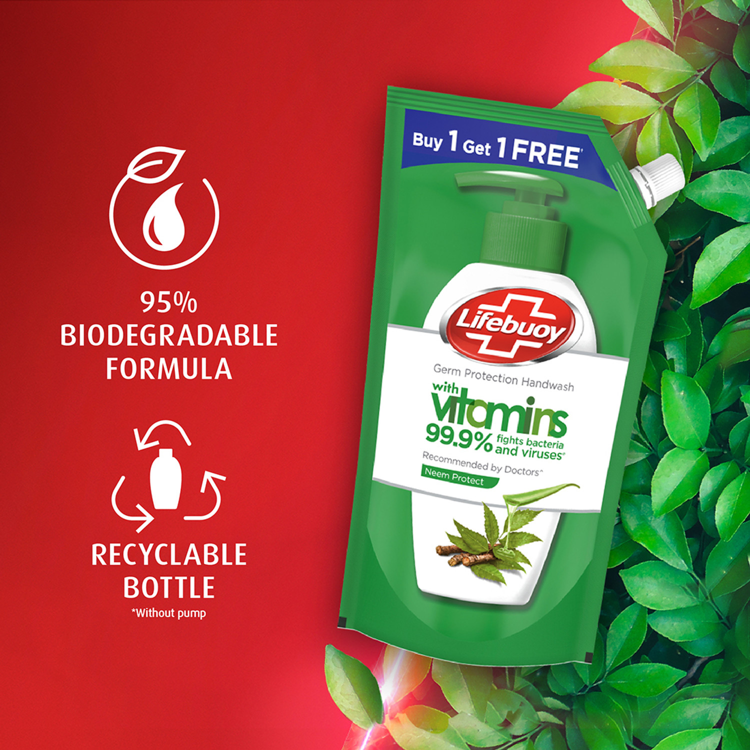 Image of LIFEBUOY Nature Germ Protection Green Tea Liquid Handwash Refill Hand Wash Pouch