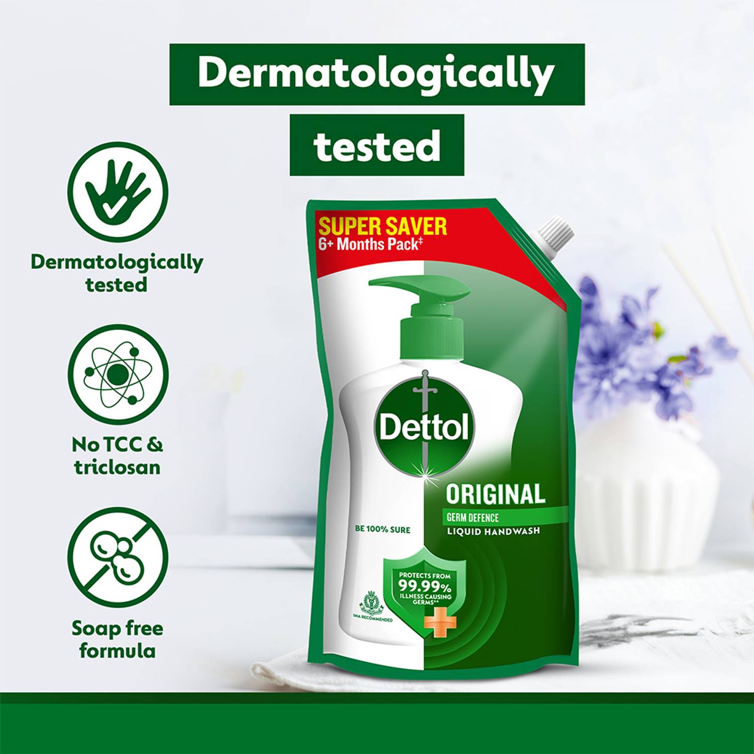 Dettol Original Hand Wash Pouch 10X Germ Protection 100ml - Image 4