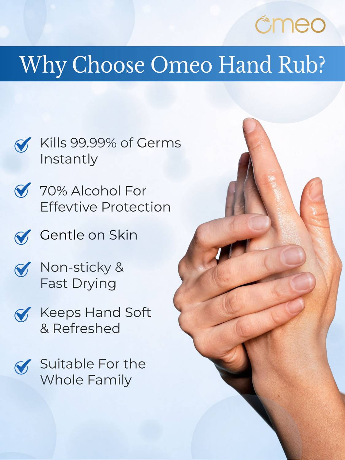 Omeo Instant Liquid Sanitizer 70% Alcohol 5 Pack - Image 3