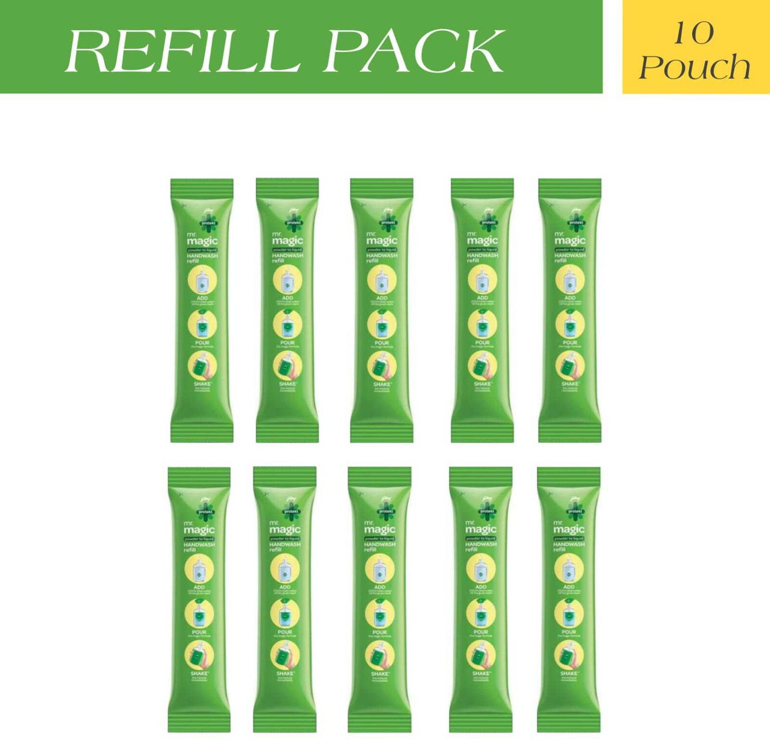 Image of Godrej Magic Read to Mix HANDWASH | 10 Refills | Per Refill Makes 200ml Hand Wash Pouch