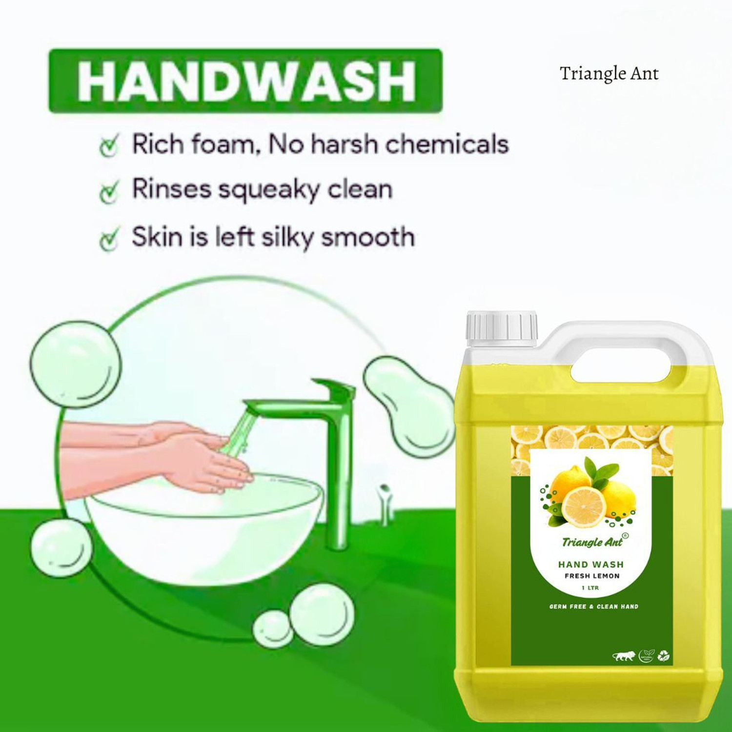 Image of Triangle Ant Liquid Refill - Power of Lemon Neem | Moisturizing Germ Protection Hand Wash Can