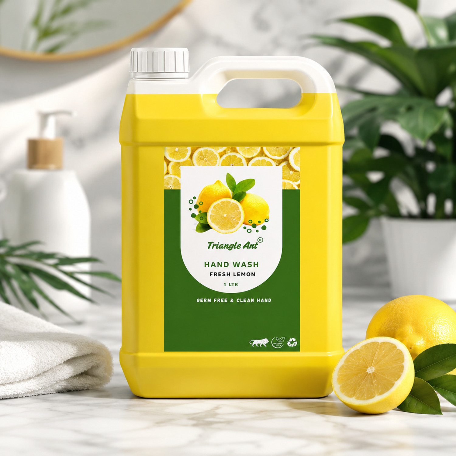 Image of Triangle Ant Refreshing Lemon Hand Wash Hand Wash Can (2 x 1 L)