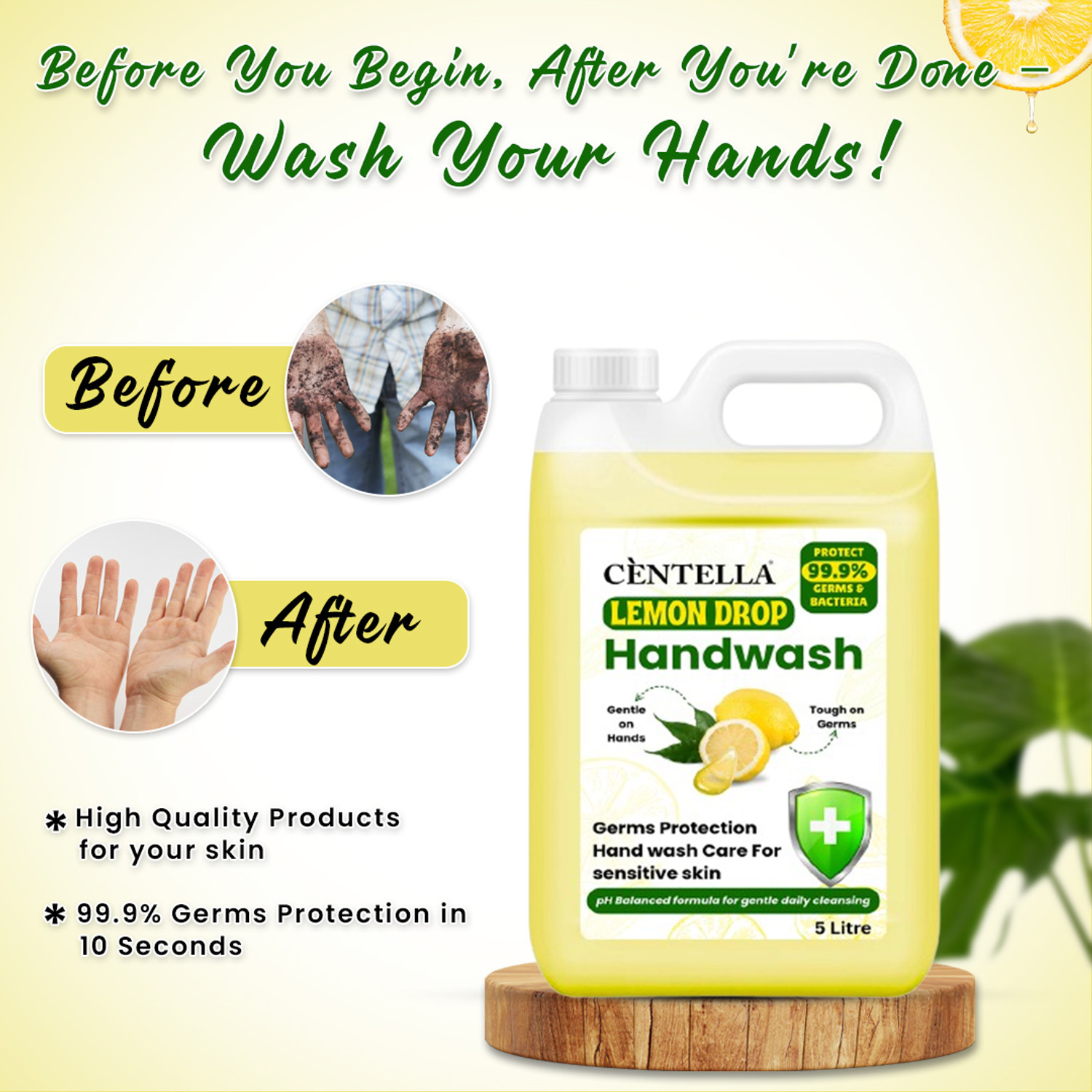 Image of CENTELLA Handwash | Refreshing Lemon Handwash | Soft On Hands | Handwash Refill | Hand Wash Can