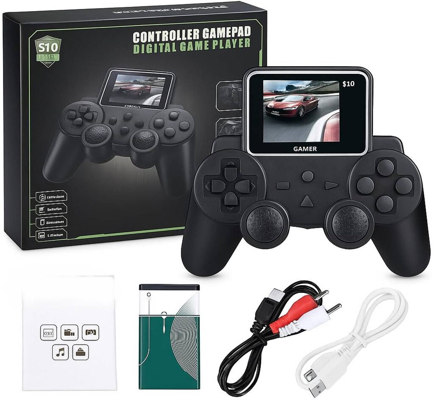youth gallery S10 Console: 2.4-Inch Screen, Game Controller, 520 Games Black Edition V.A33 Handheld Gaming Console