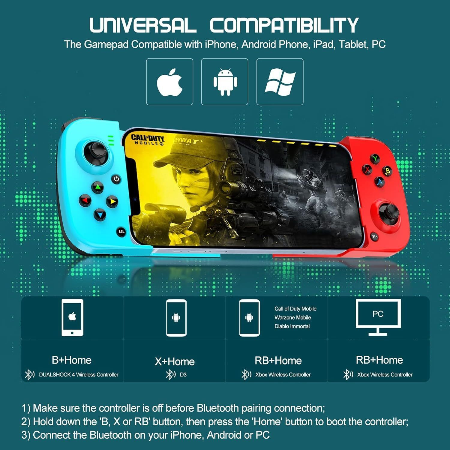 Image of ELECTRO WOLF Wireless Retractable 3D Joystick Bluetooth Compatible Mobile Gamepad Controller Bluetooth Gamepad