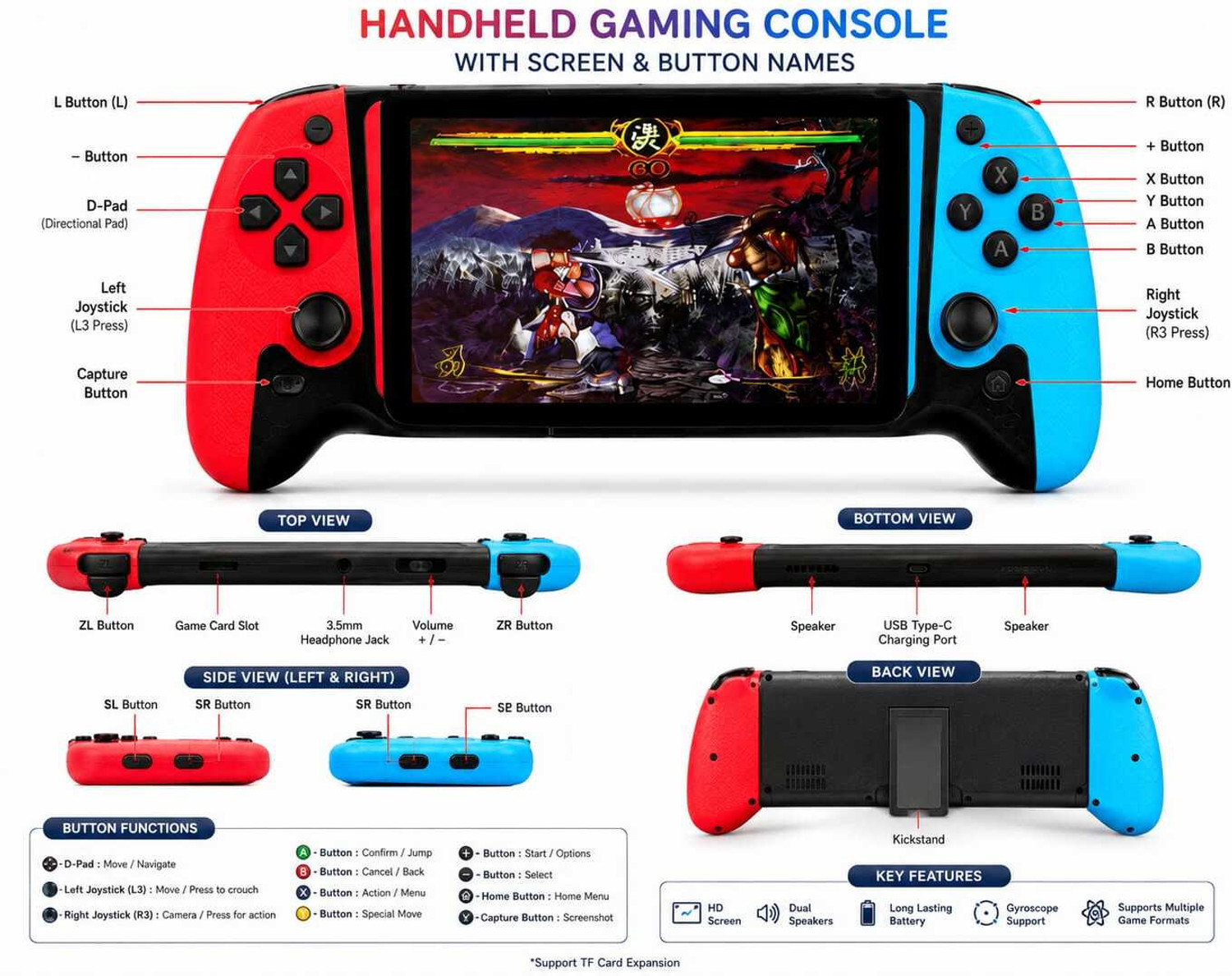 Image of ZX Gameing 500-in-1 Handheld VIDEO Game Consol Action-Adventure Sports Handheld Gaming Console