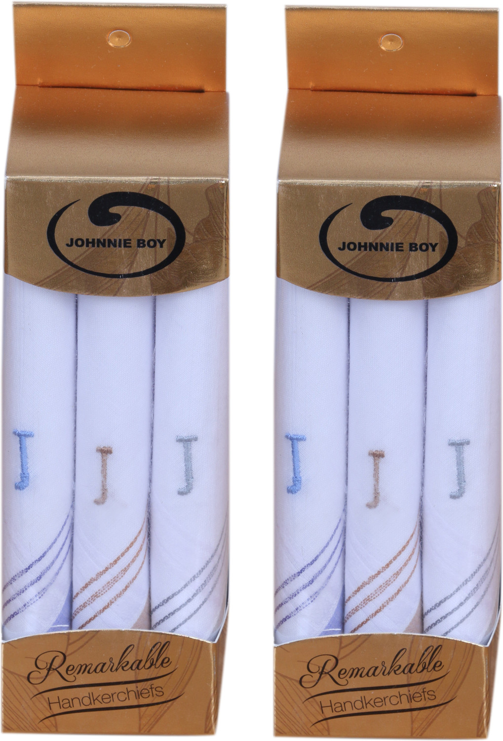 Image of Johnnie Boy Handkerchief for men & boys initials Pack of 6 J [ inchWhite inch] Handkerchief