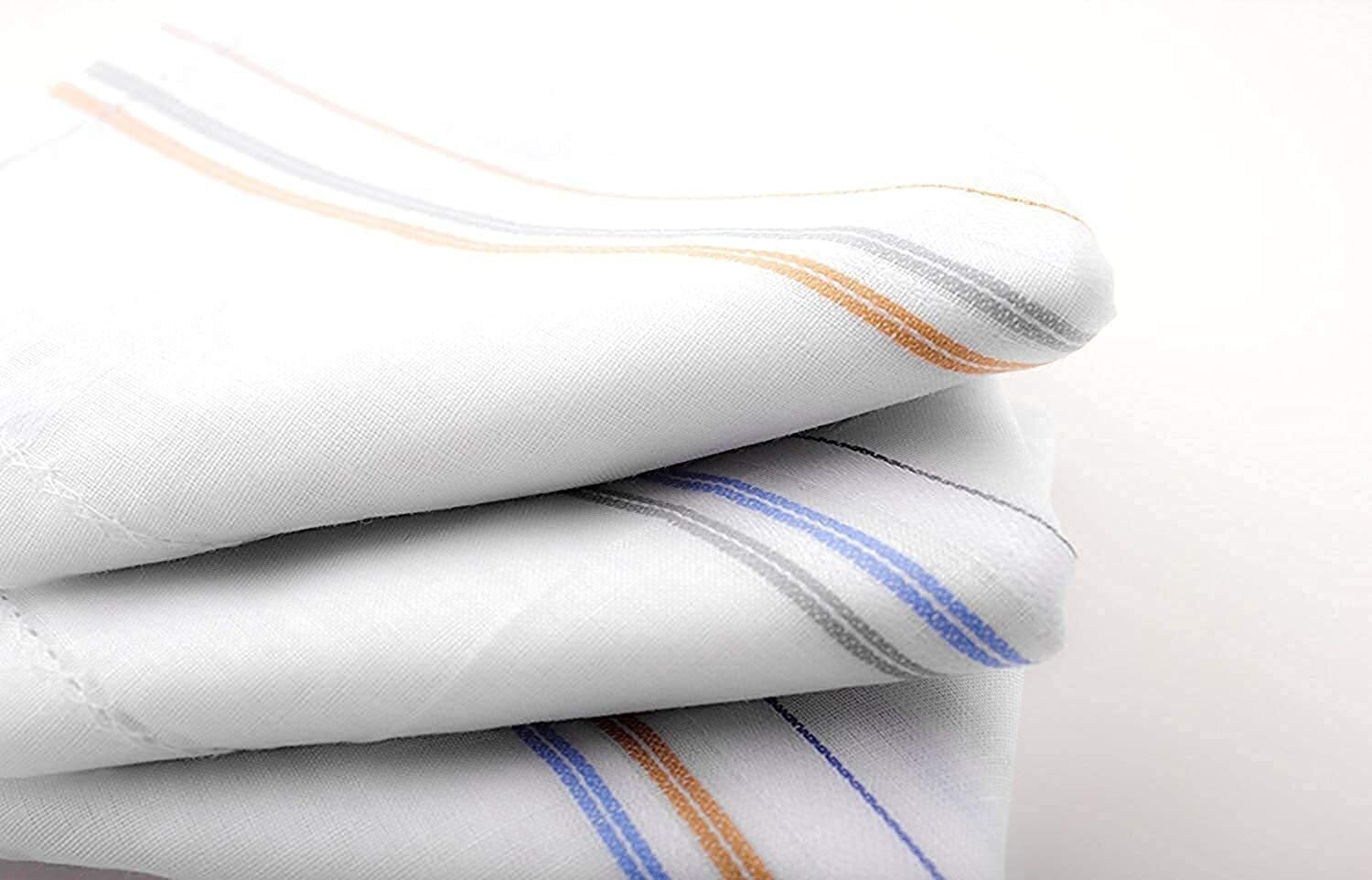 Image of HOMESTIC Premium Collection HAndkerchiefs Hanky For Men, Set of 12 (White) [ inchWhite inch] Handkerchief
