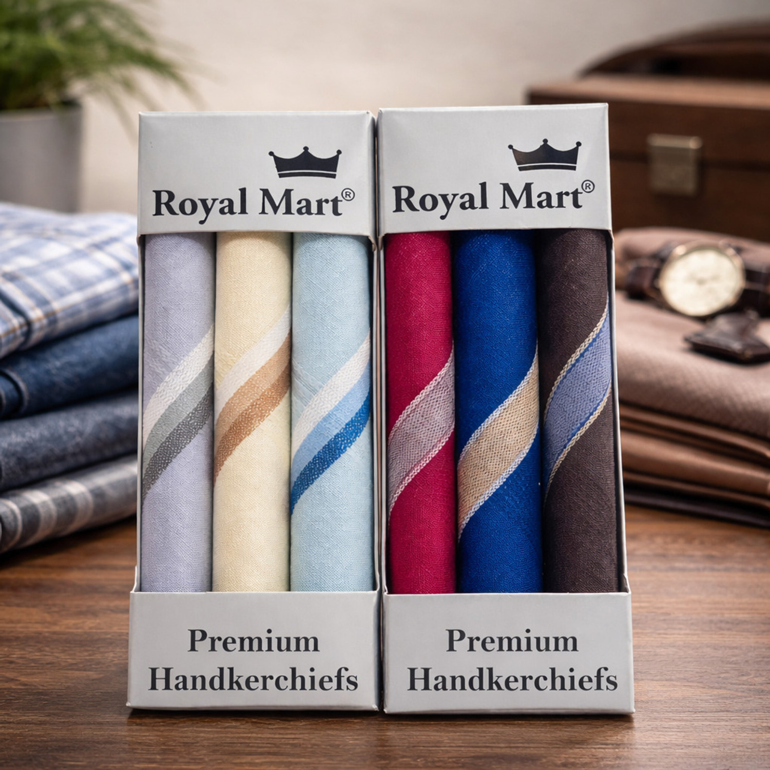 Image of Royal Mart Cotton Hanky for Men's Soft, Skin-Friendly, Lightweight & Highly Absorbent [ inchMulticolor inch] Handkerchief