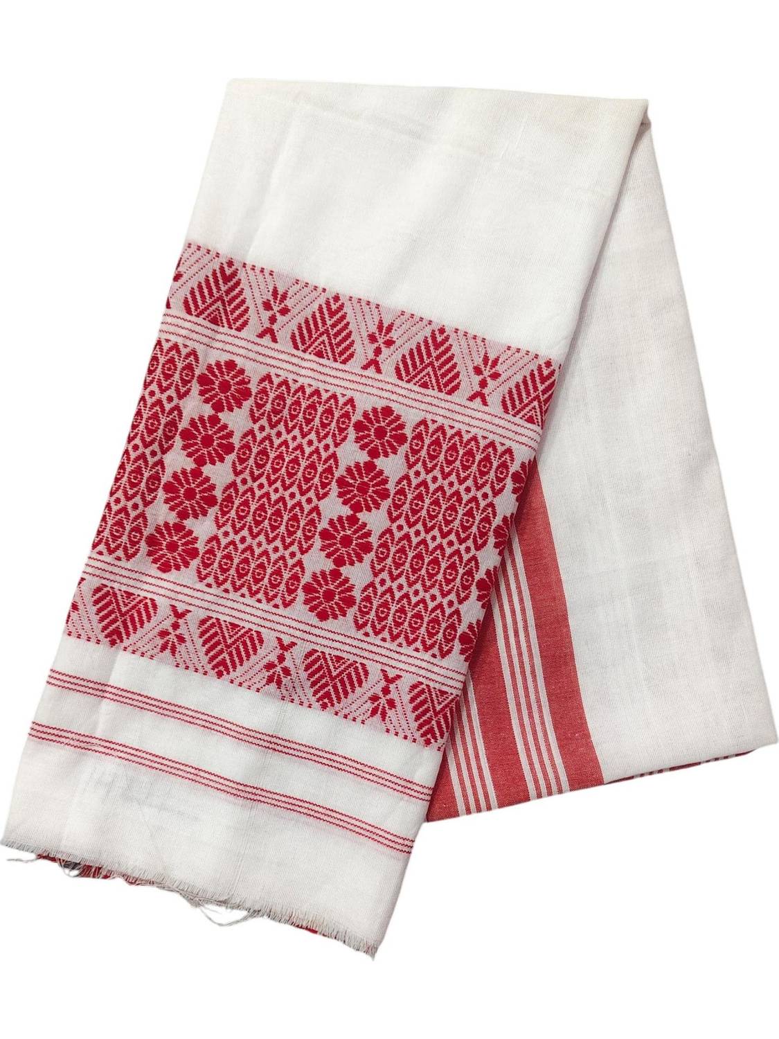 BAKKAH Assamese Gamosa ["White","Red"] Handkerchief
