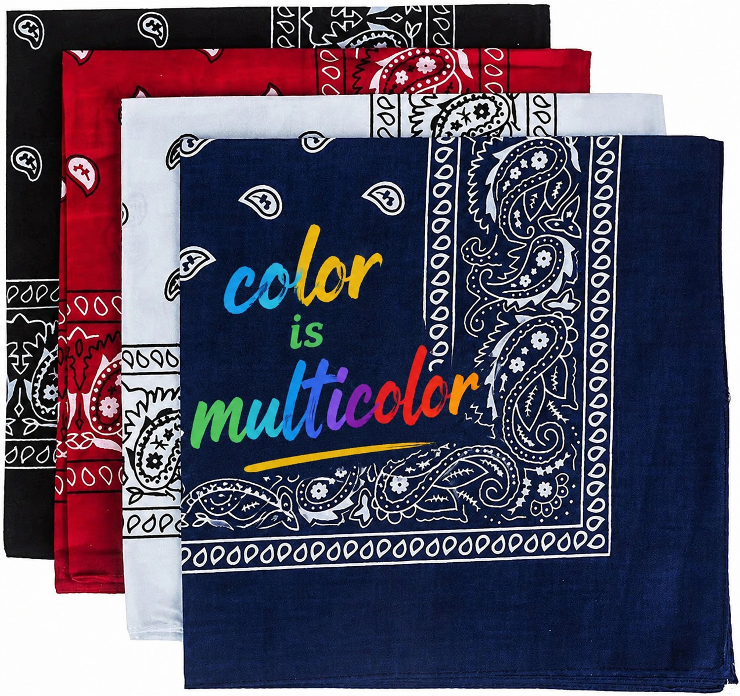 Image of Good Shopkeeper Paisley 20 inches x 20 inches cotton [ inchBlack inch, inchRed inch, inchWhite inch, inchDark Blue inch] Handkerchief
