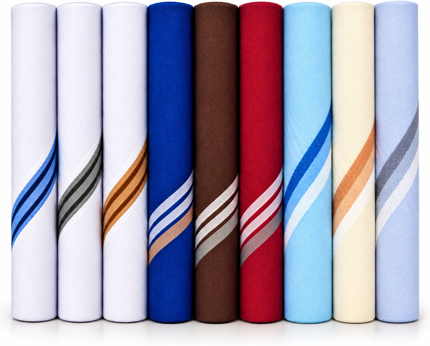 Royal Mart 09 Pieces White, Light & Dark Colour 15 Inch Complete Face Cover Handkerchief Men's Cotton Striped | Comfortable and Convenient for Long Hours | Multi Colour| ["Multicolor"] Handkerchief (Pack of 09) ["Multicolor"] Handkerchief