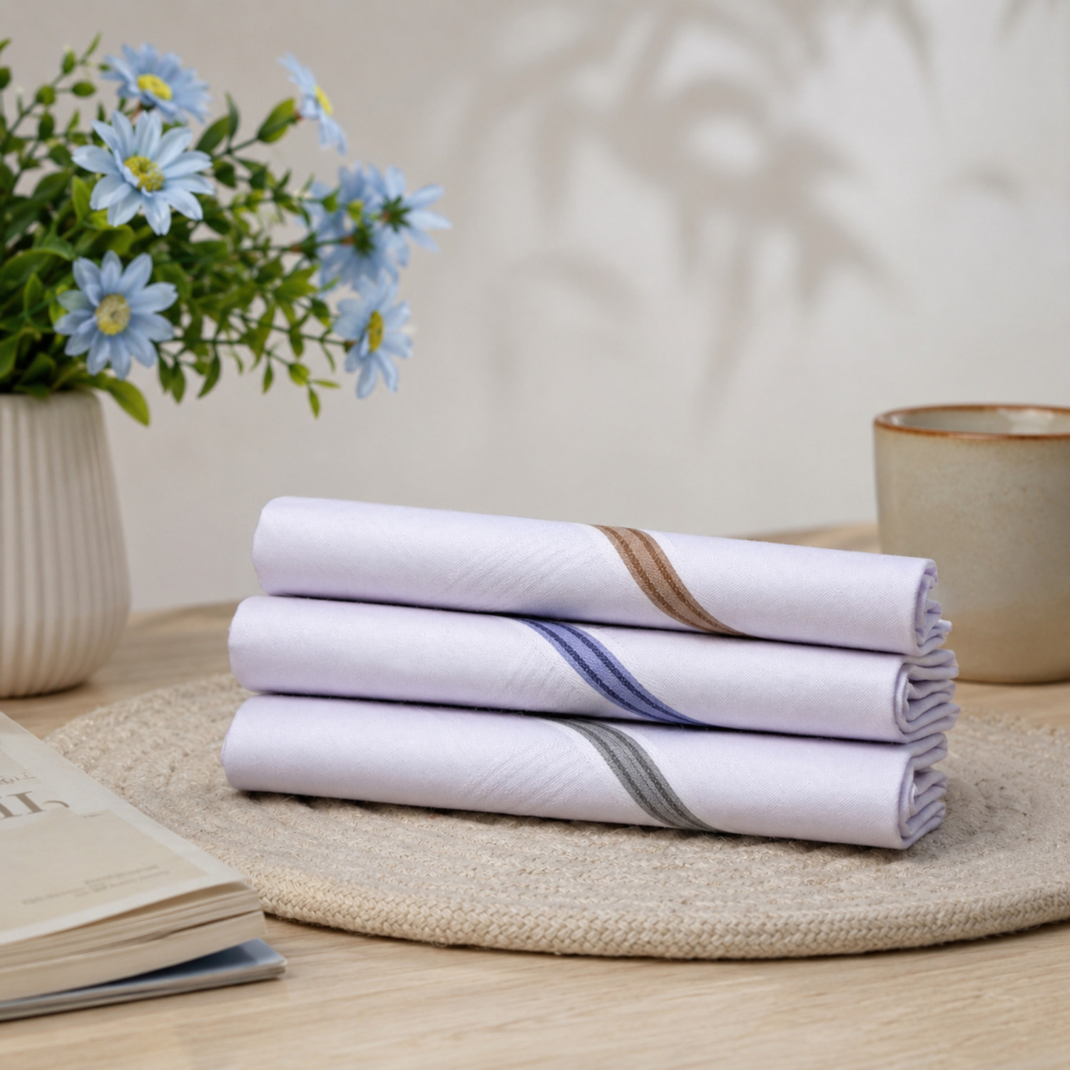 Image of Royal Mart Cotton Hanky for Men's Soft, Skin-Friendly, Lightweight & Highly Absorbent [ inchWhite inch] Handkerchief
