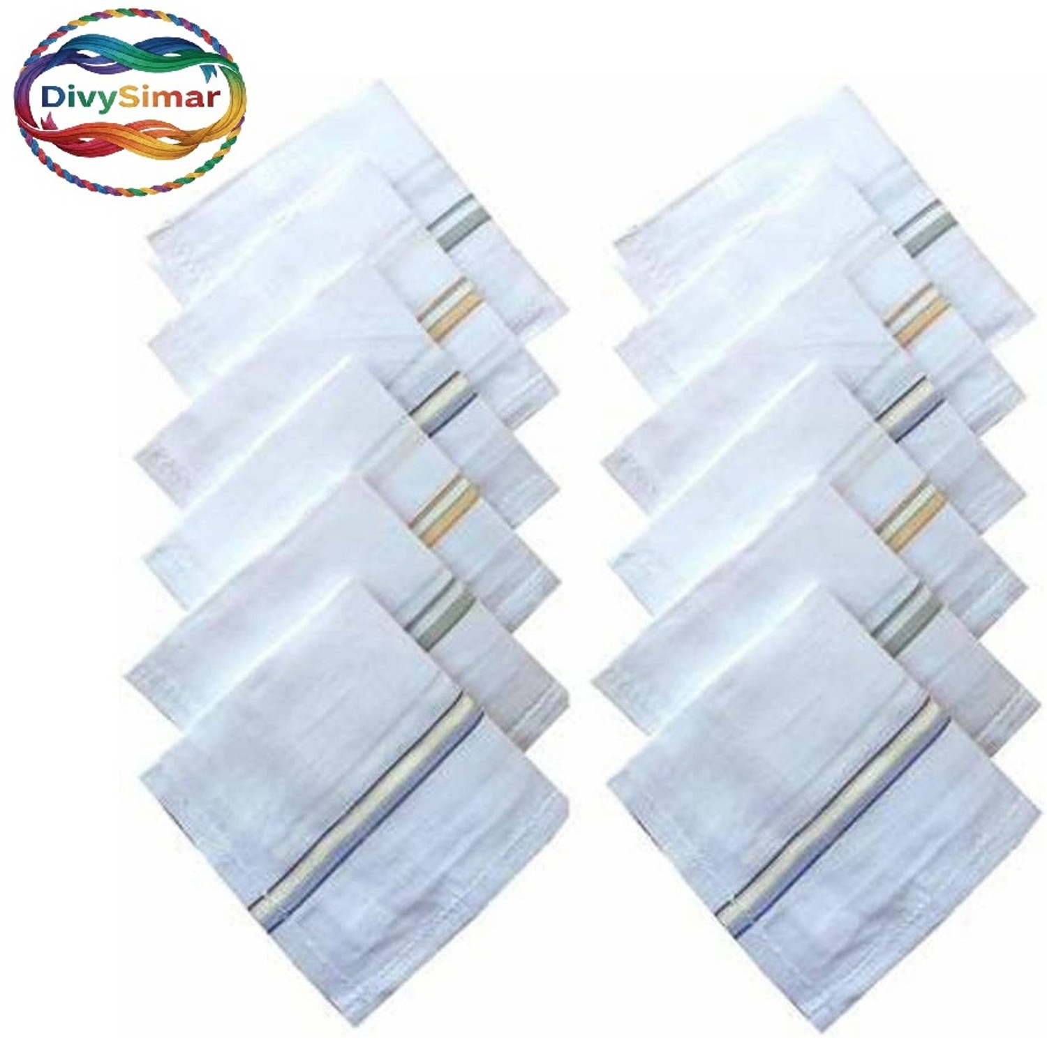Image of DIVYSIMAR Premium Quality Men's / Boy's White Color With Border Pure Cotton [ inchWhite inch] Handkerchief
