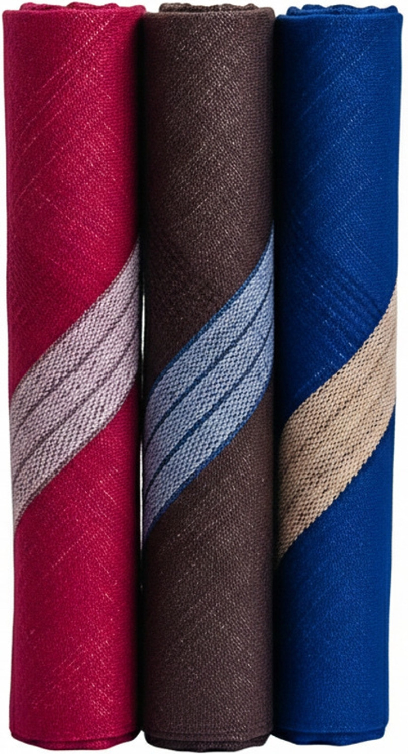 Image of Royal Mart 3 Piece Dark Colour 15 Inch Complete Face Cover Handkerchief Men's Cotton Striped | Comfortable and Convenient for Long Hours [ inchMulticolor inch] Handkerchief [ inchMulticolor inch] Handkerchief