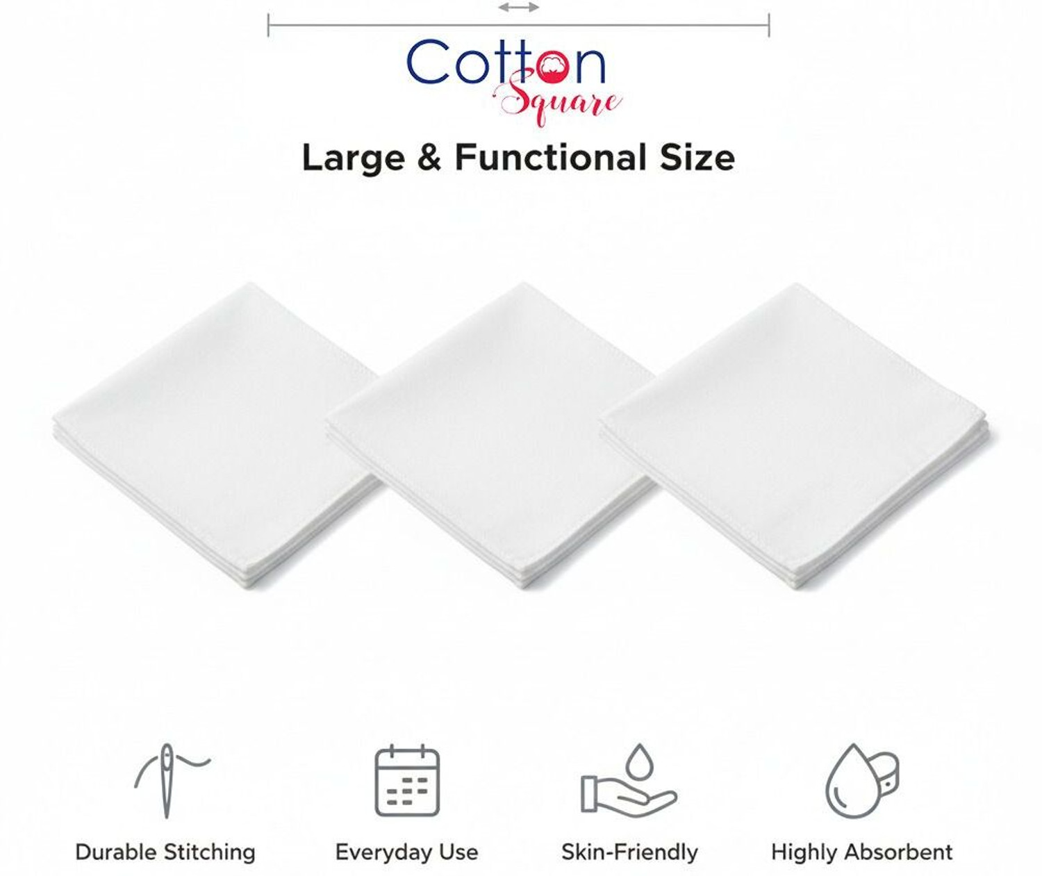 Image of Cotton Square Premium White Cotton Handkerchief (XXL) for men [ inchWhite inch] Handkerchief