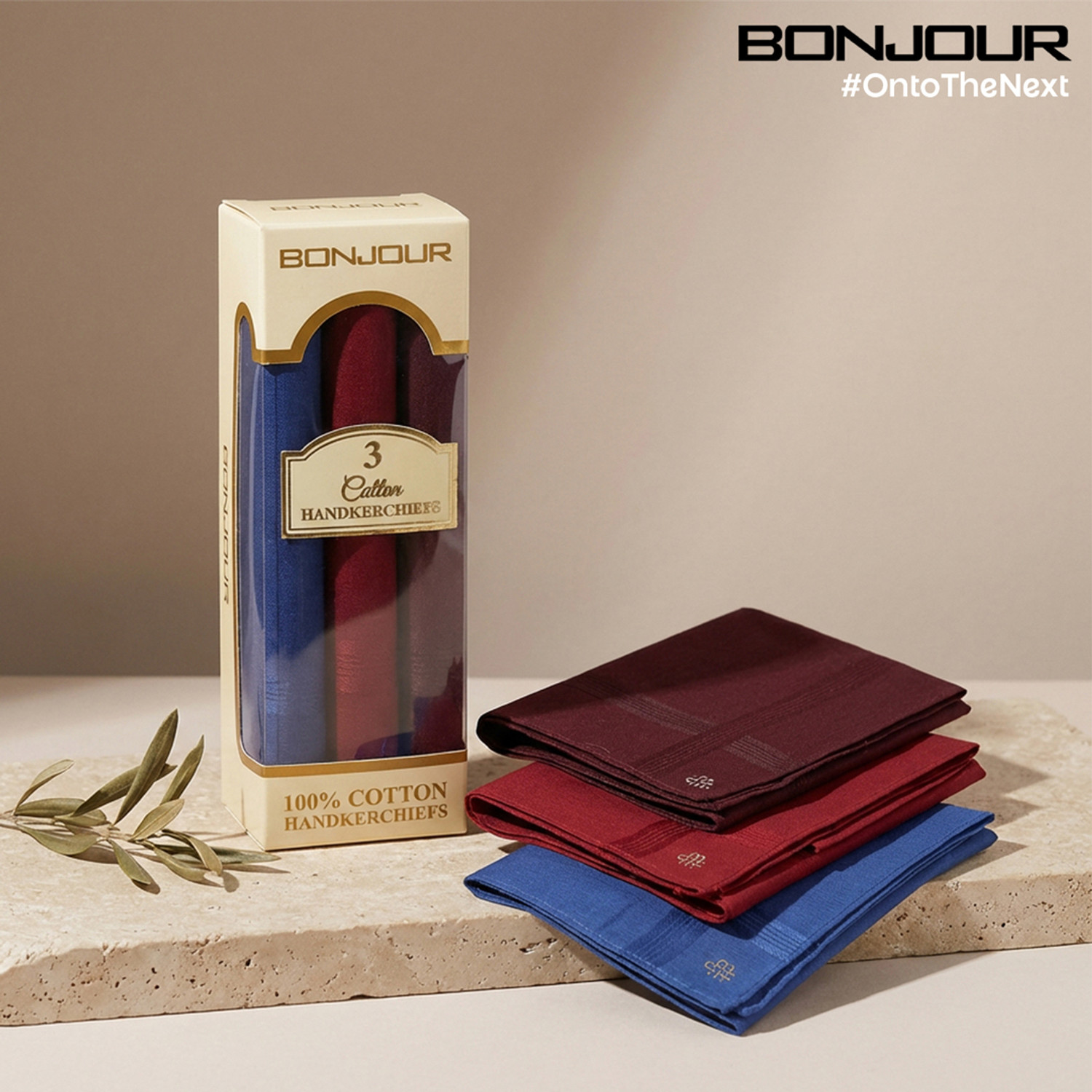 Image of BONJOUR Dark collection Handkerchiefs [ inchBlue inch, inchMaroon inch, inchBrown inch] Handkerchief