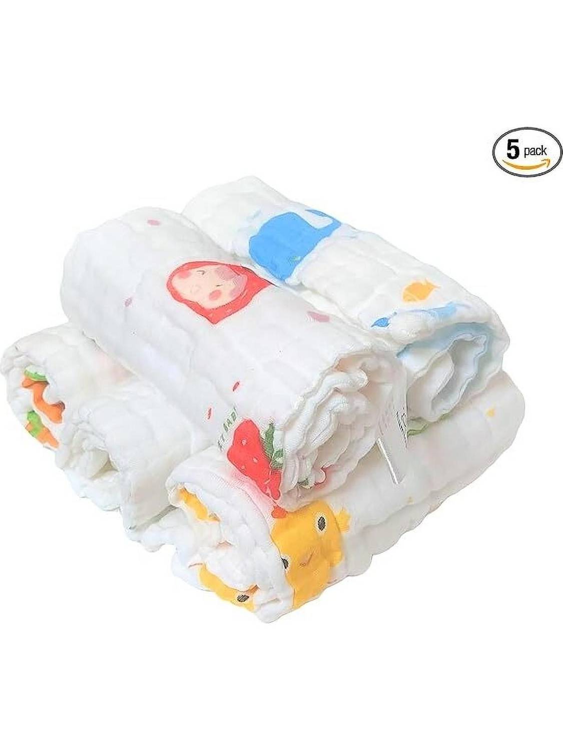 Bigbought Muslin Cotton Face Napkin Towels for Newborn Baby Soft Reusable Napkins ["White"] Handkerchief