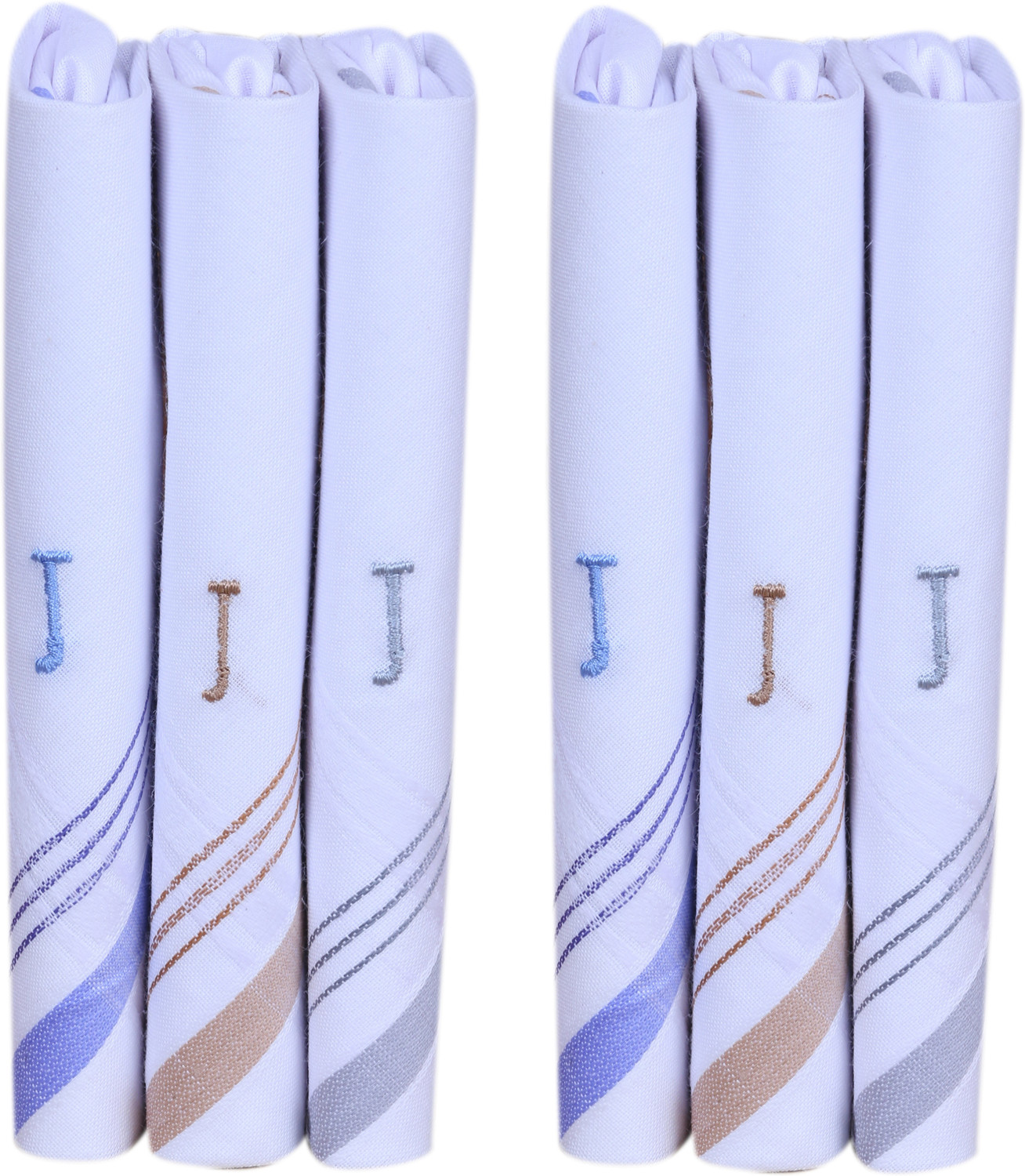 Image of Johnnie Boy Handkerchief for men & boys initials Pack of 6 J [ inchWhite inch] Handkerchief