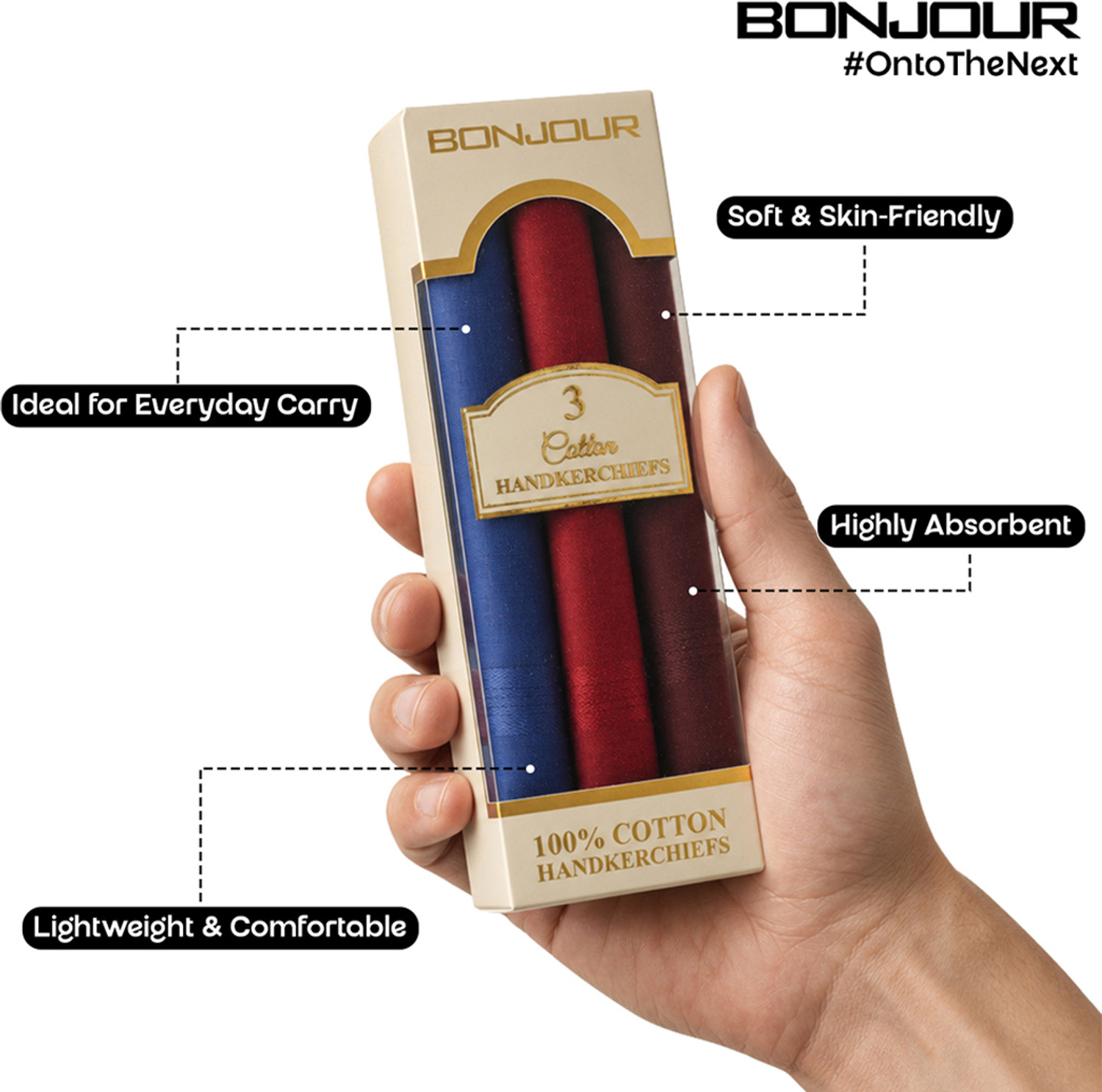 Image of BONJOUR Dark collection Handkerchiefs [ inchBlue inch, inchMaroon inch, inchBrown inch] Handkerchief