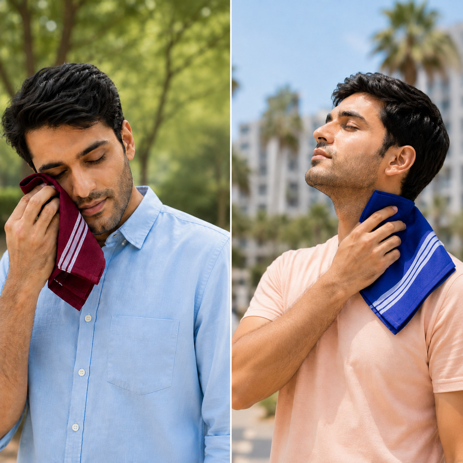Image of Royal Mart 3 Piece Dark Colour 15 Inch Complete Face Cover Handkerchief Men's Cotton Striped | Comfortable and Convenient for Long Hours [ inchMulticolor inch] Handkerchief [ inchMulticolor inch] Handkerchief